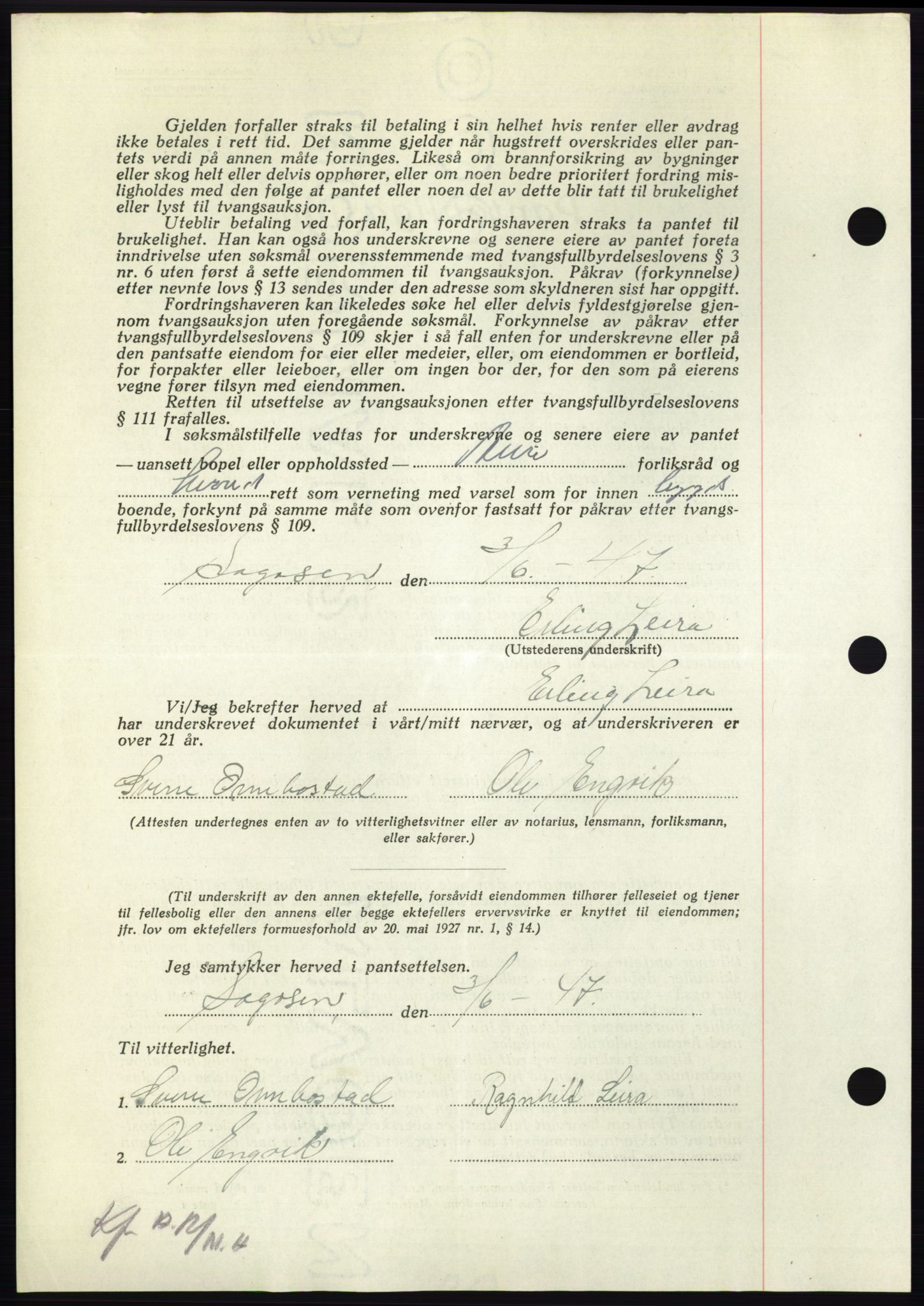 Nordmøre sorenskriveri, AV/SAT-A-4132/1/2/2Ca: Mortgage book no. B96, 1947-1947, Diary no: : 1232/1947