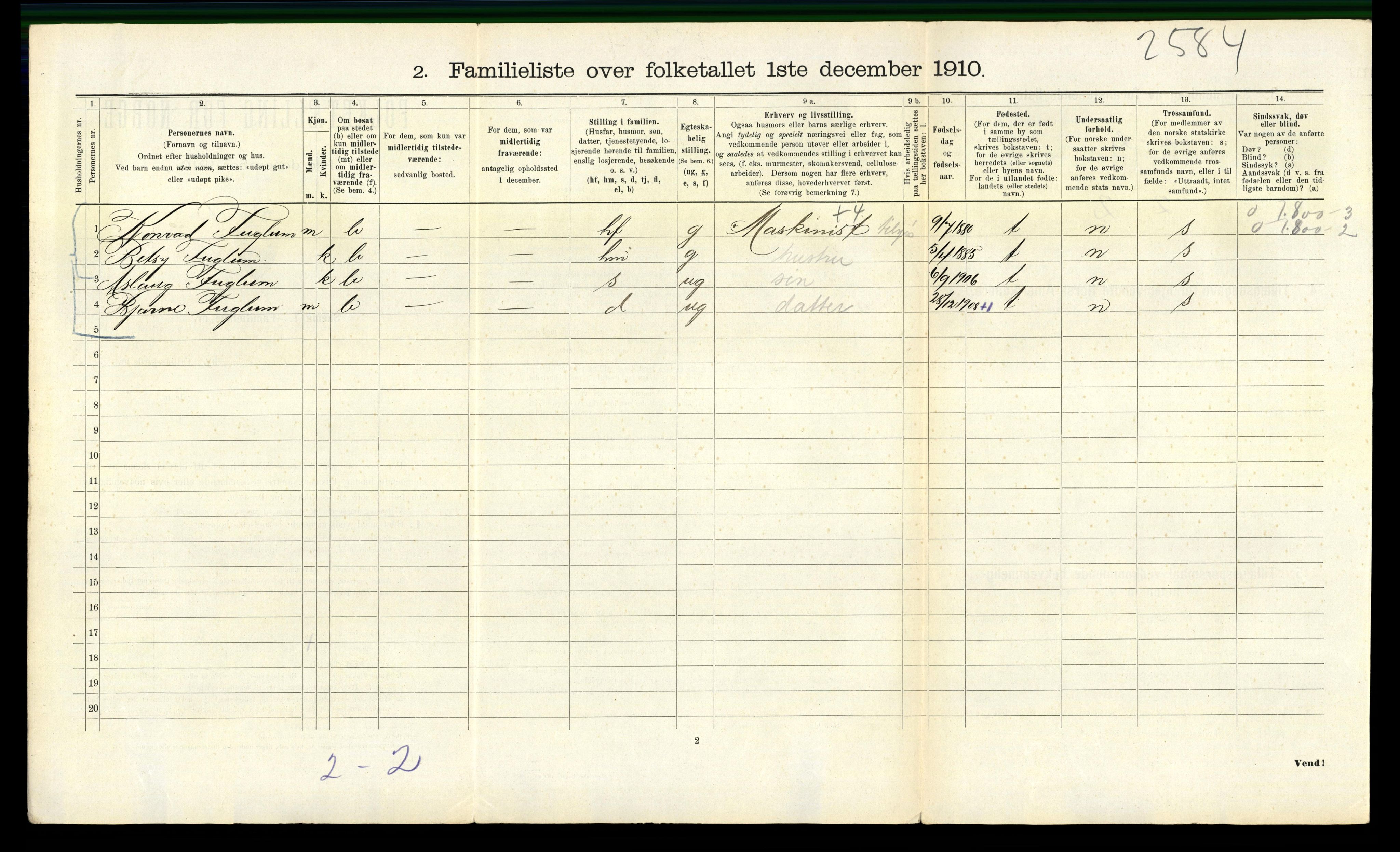 RA, 1910 census for Bergen, 1910, p. 14888