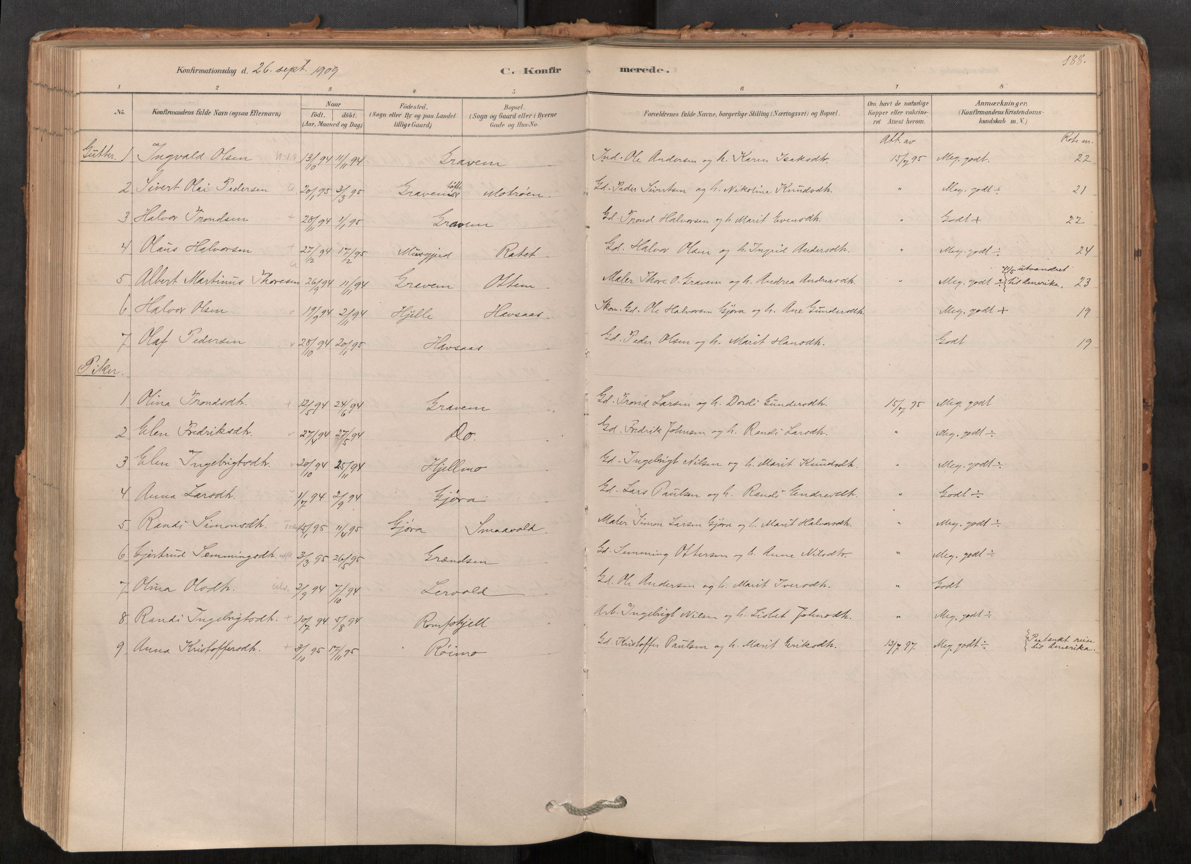 Sunndal sokneprestkontor, AV/SAT-A-1085/1/I/I1/I1a/L0001: Parish register (official) no. 1, 1877-1914, p. 188