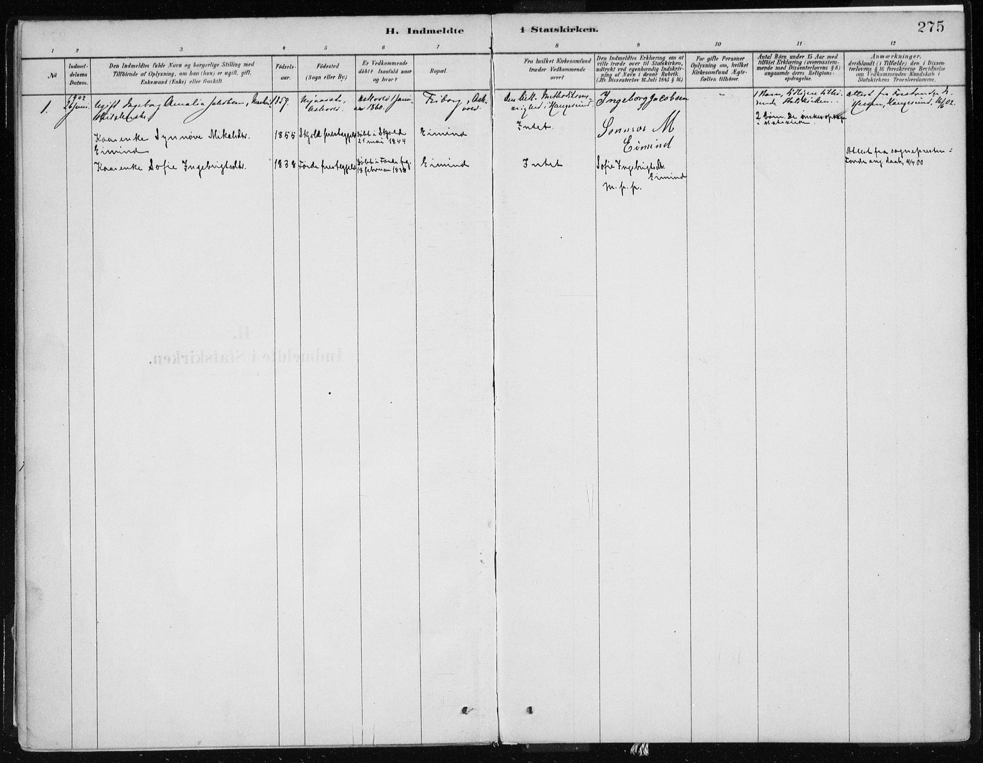 Askvoll sokneprestembete, SAB/A-79501/H/Haa/Haab/L0002: Parish register (official) no. B 2, 1879-1909, p. 275