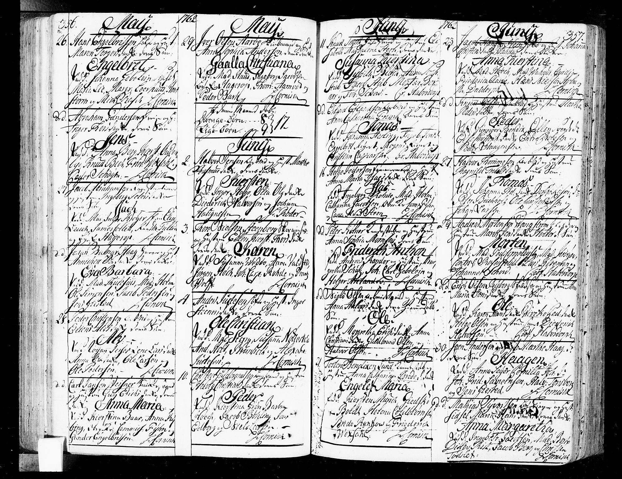 Oslo domkirke Kirkebøker, SAO/A-10752/F/Fa/L0004: Parish register (official) no. 4, 1743-1786, p. 356-357