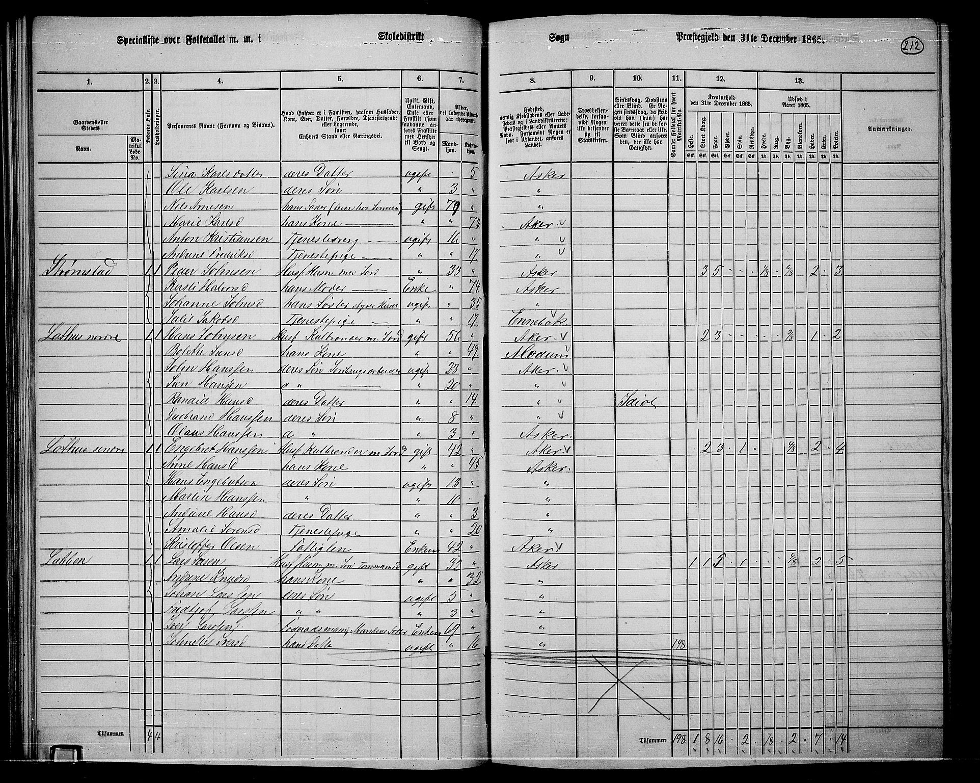 RA, 1865 census for Asker, 1865, p. 204