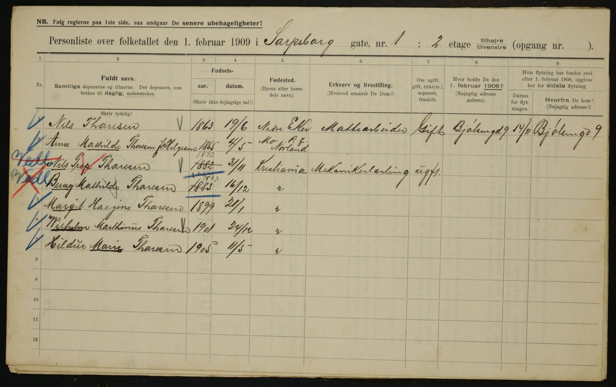 OBA, Municipal Census 1909 for Kristiania, 1909, p. 81006