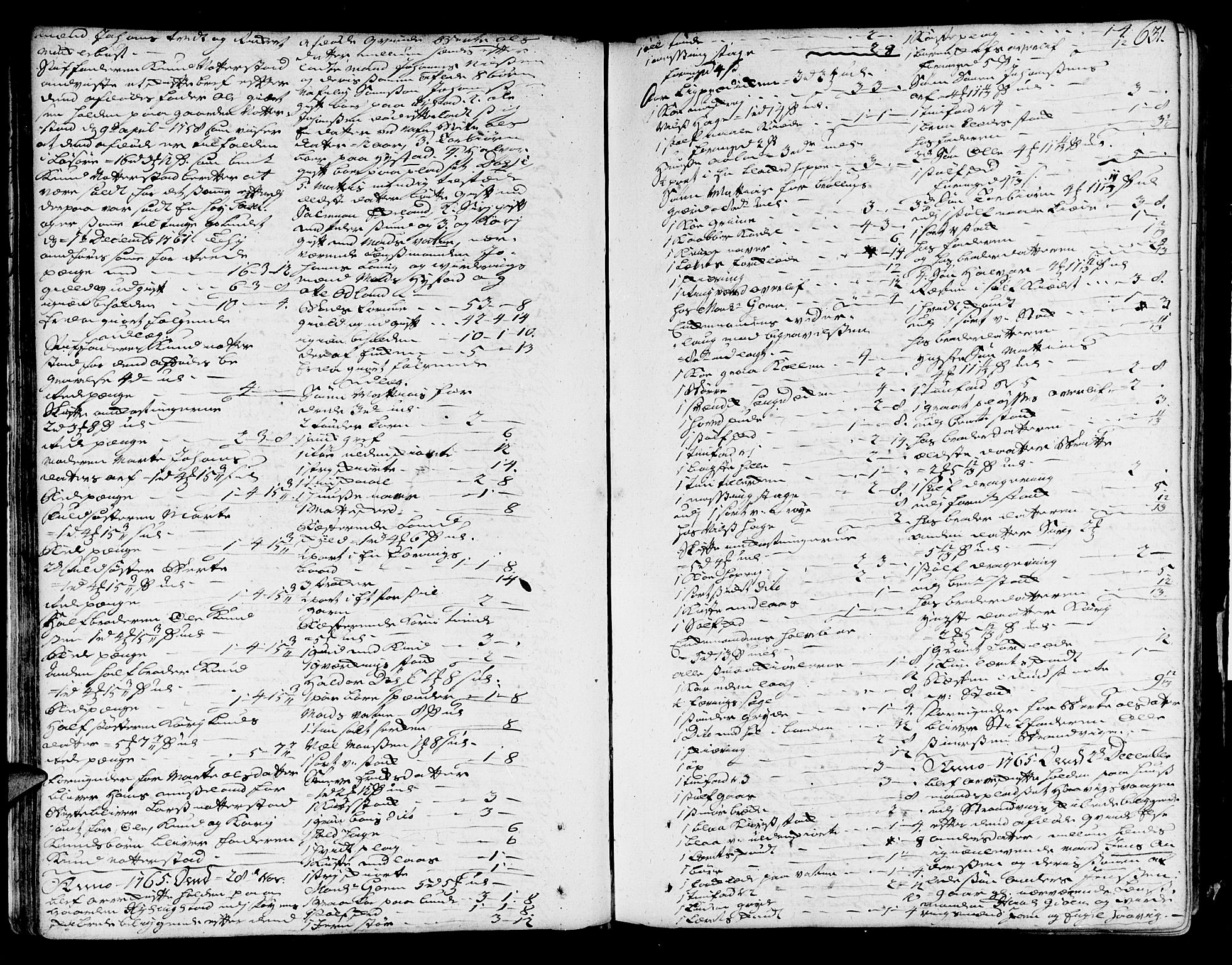 Sunnhordland sorenskrivar, SAB/A-2401/1/H/Ha/Haa/L0007: Skifteprotokollar. Register på lesesal. Fol. 901- ut, 1765-1768, p. 630b-631a