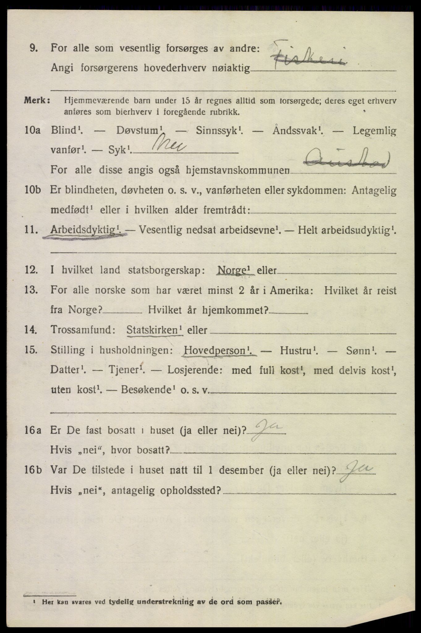 SAK, 1920 census for Austad, 1920, p. 600