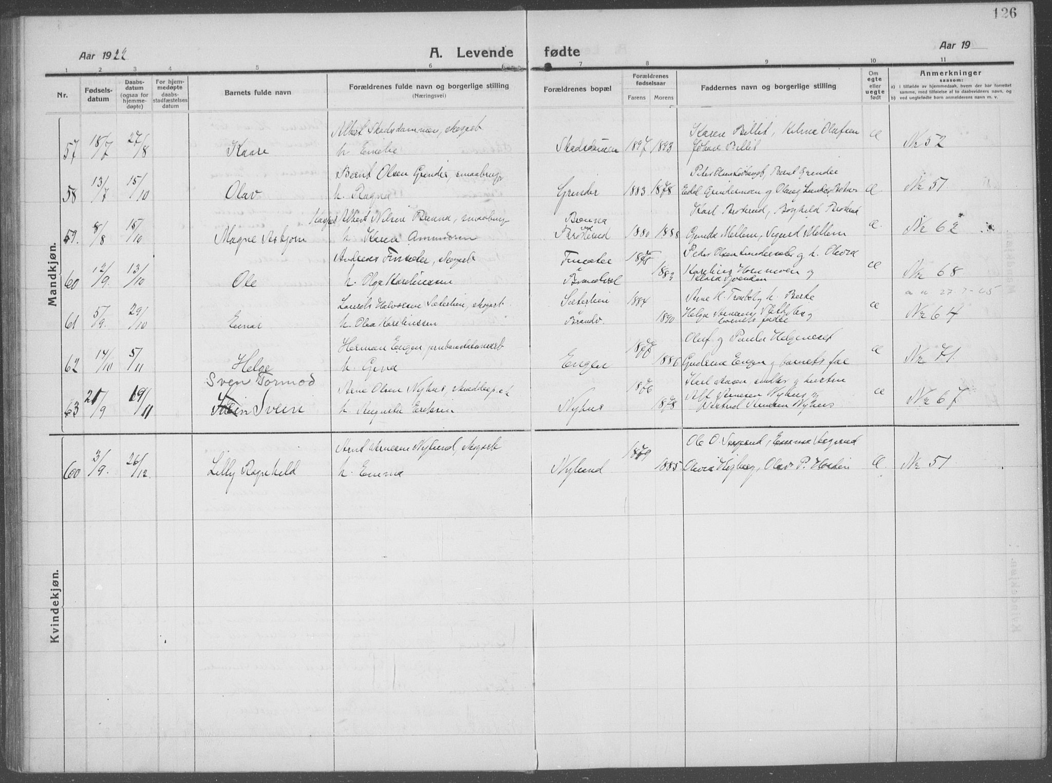 Brandval prestekontor, AV/SAH-PREST-034/H/Ha/Haa/L0004: Parish register (official) no. 4, 1910-1924, p. 126