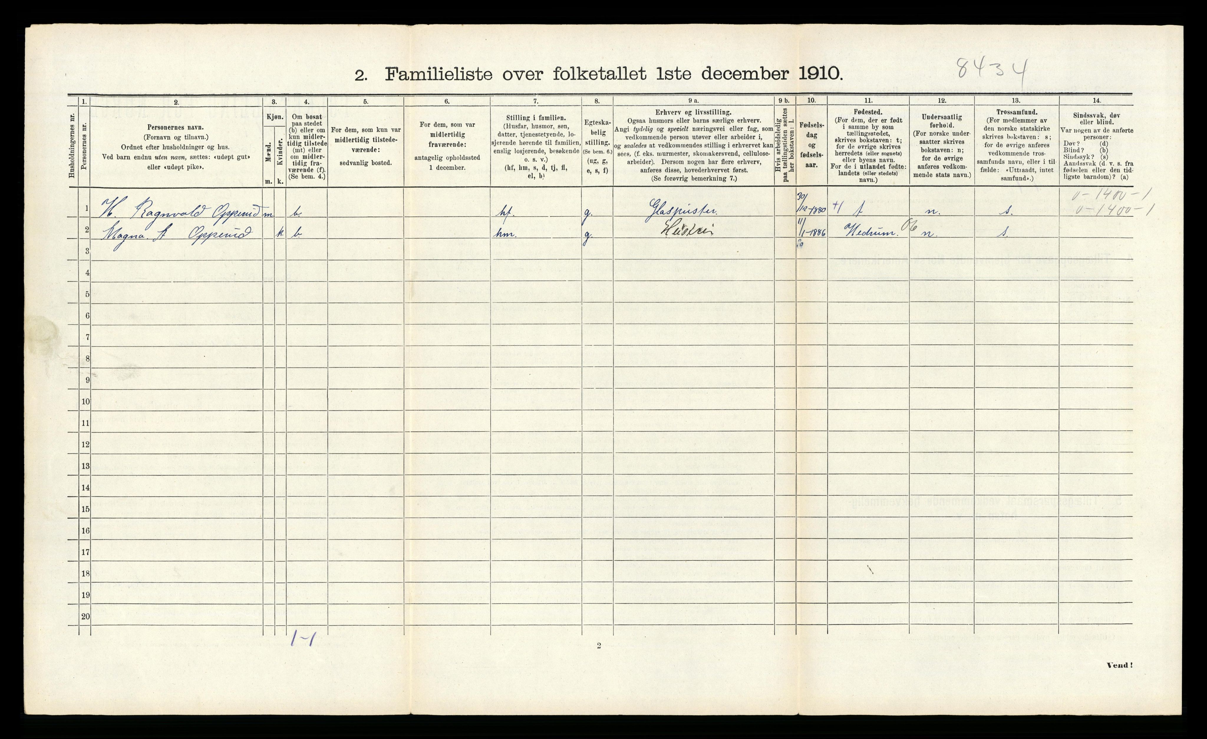 RA, 1910 census for Larvik, 1910, p. 4128