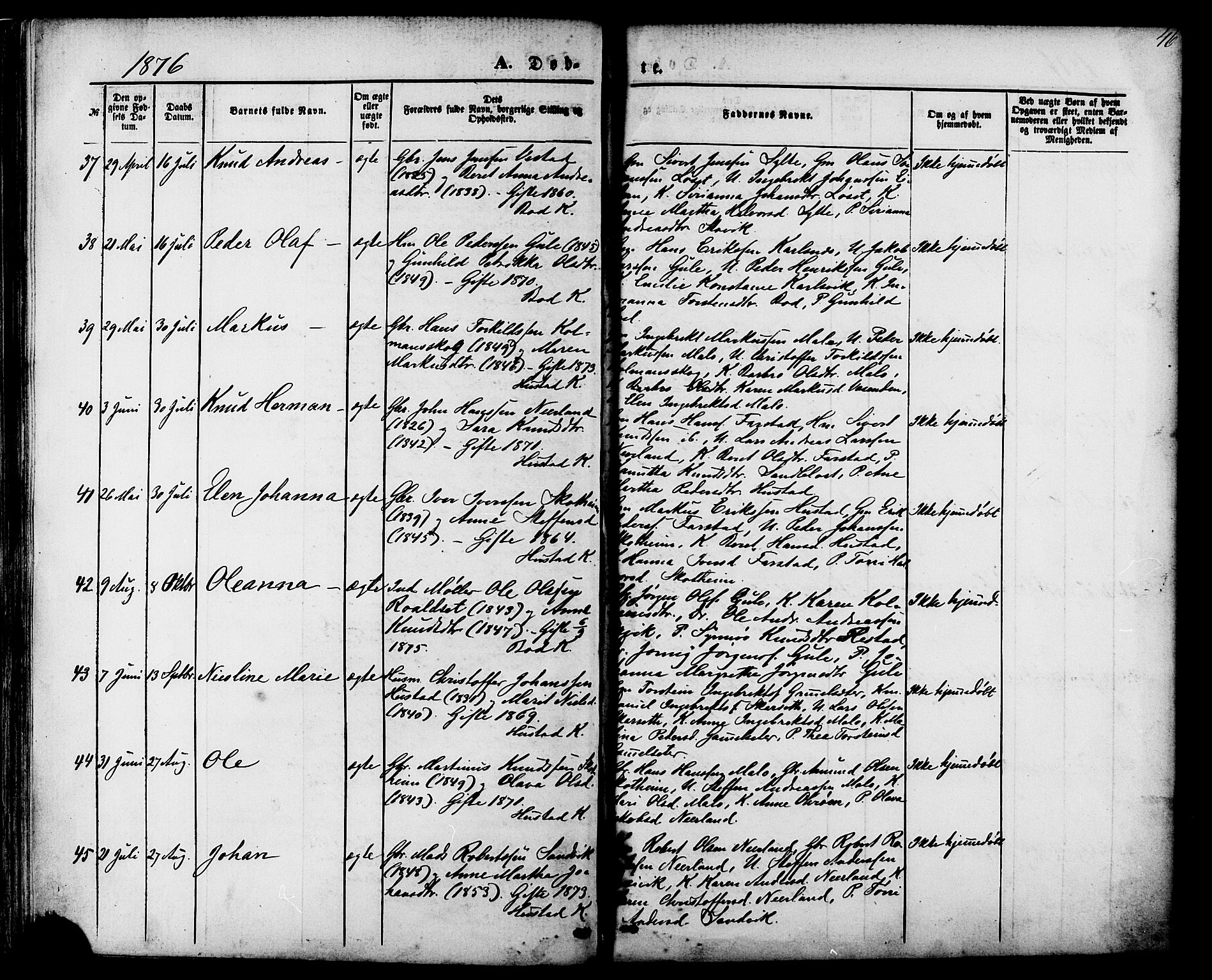 Ministerialprotokoller, klokkerbøker og fødselsregistre - Møre og Romsdal, AV/SAT-A-1454/566/L0768: Parish register (official) no. 566A07, 1869-1881, p. 46