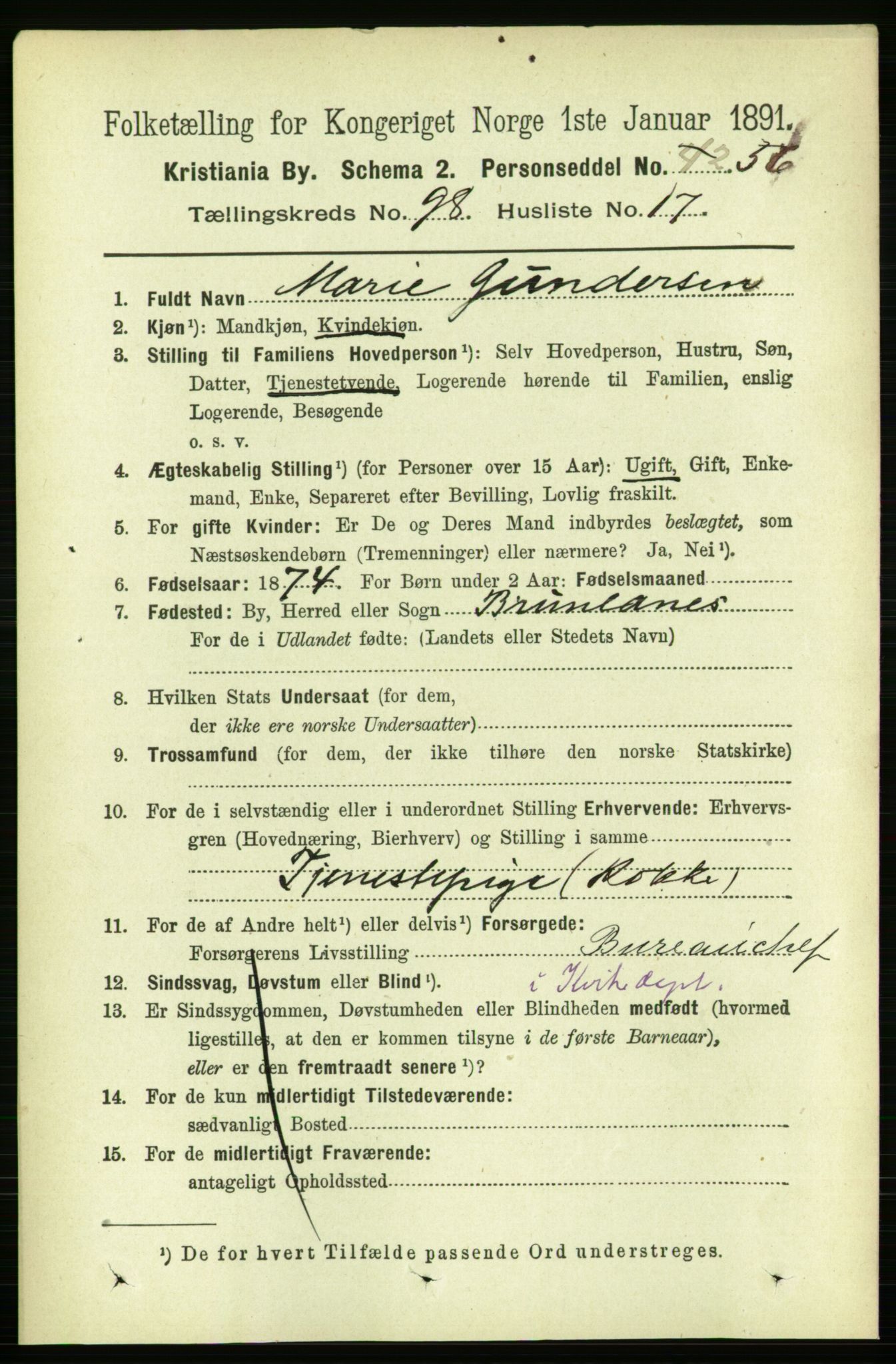 RA, 1891 census for 0301 Kristiania, 1891, p. 48232