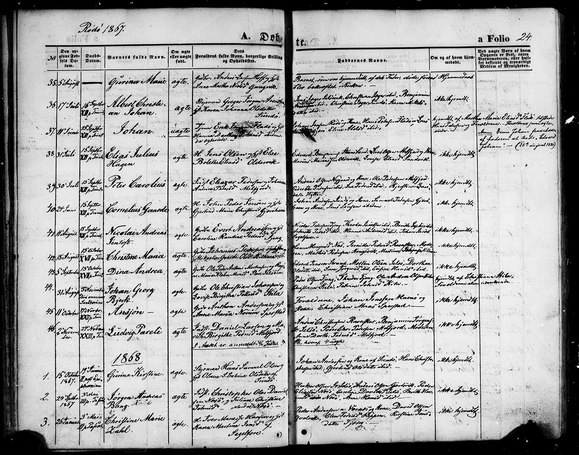 Ministerialprotokoller, klokkerbøker og fødselsregistre - Nordland, SAT/A-1459/841/L0606: Parish register (official) no. 841A10, 1860-1877, p. 24