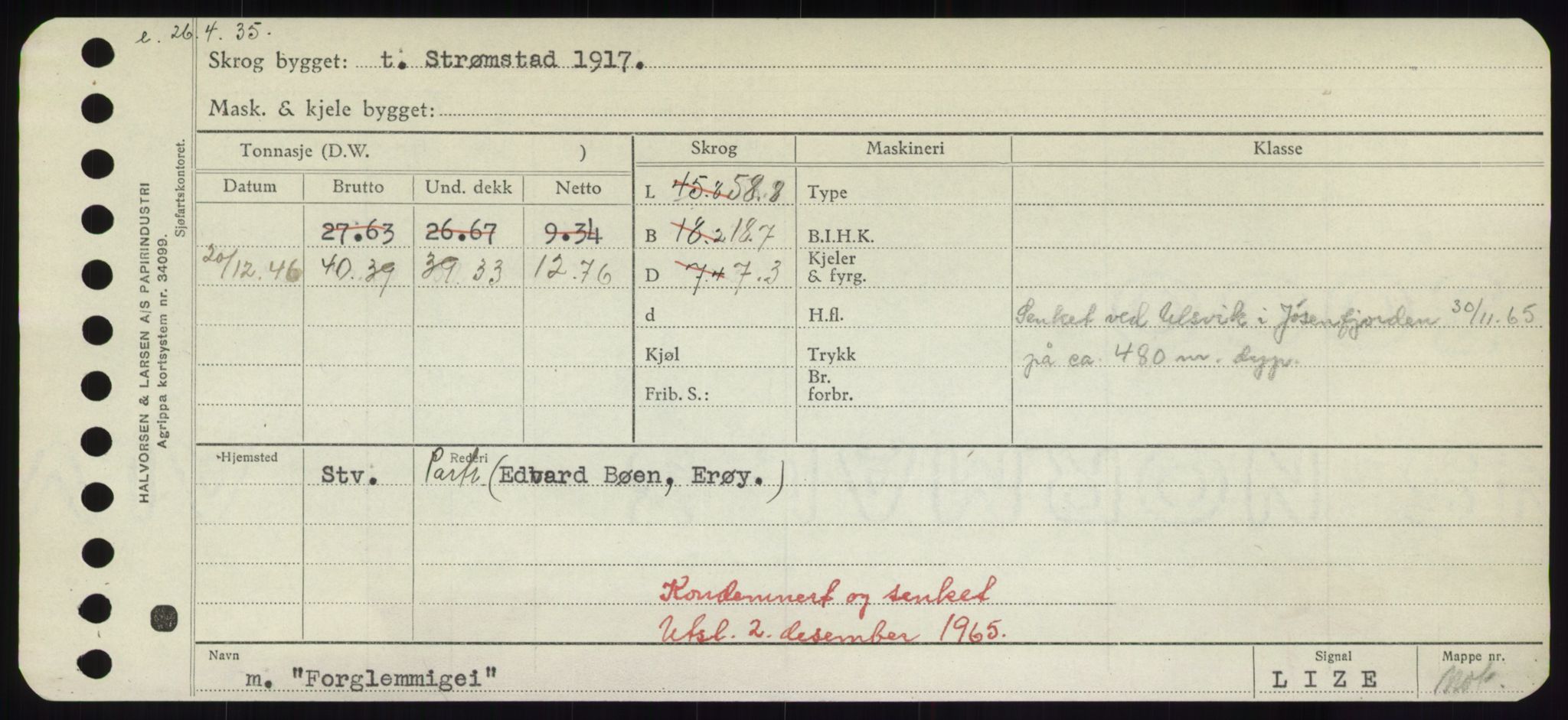 Sjøfartsdirektoratet med forløpere, Skipsmålingen, RA/S-1627/H/Hd/L0011: Fartøy, Fla-Får, p. 167