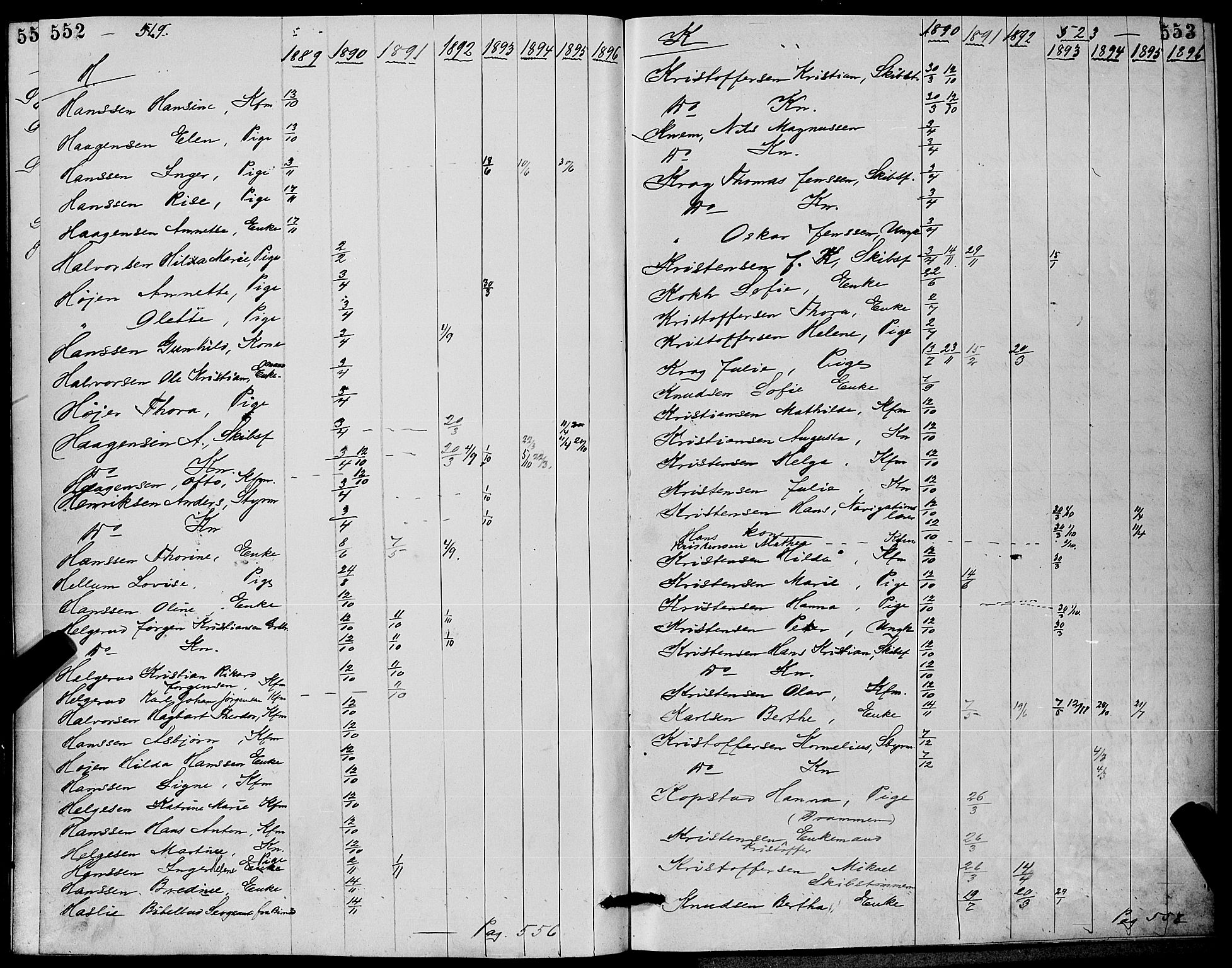 Strømm kirkebøker, AV/SAKO-A-322/G/Ga/L0002: Parish register (copy) no. I 2, 1885-1888, p. 552-553