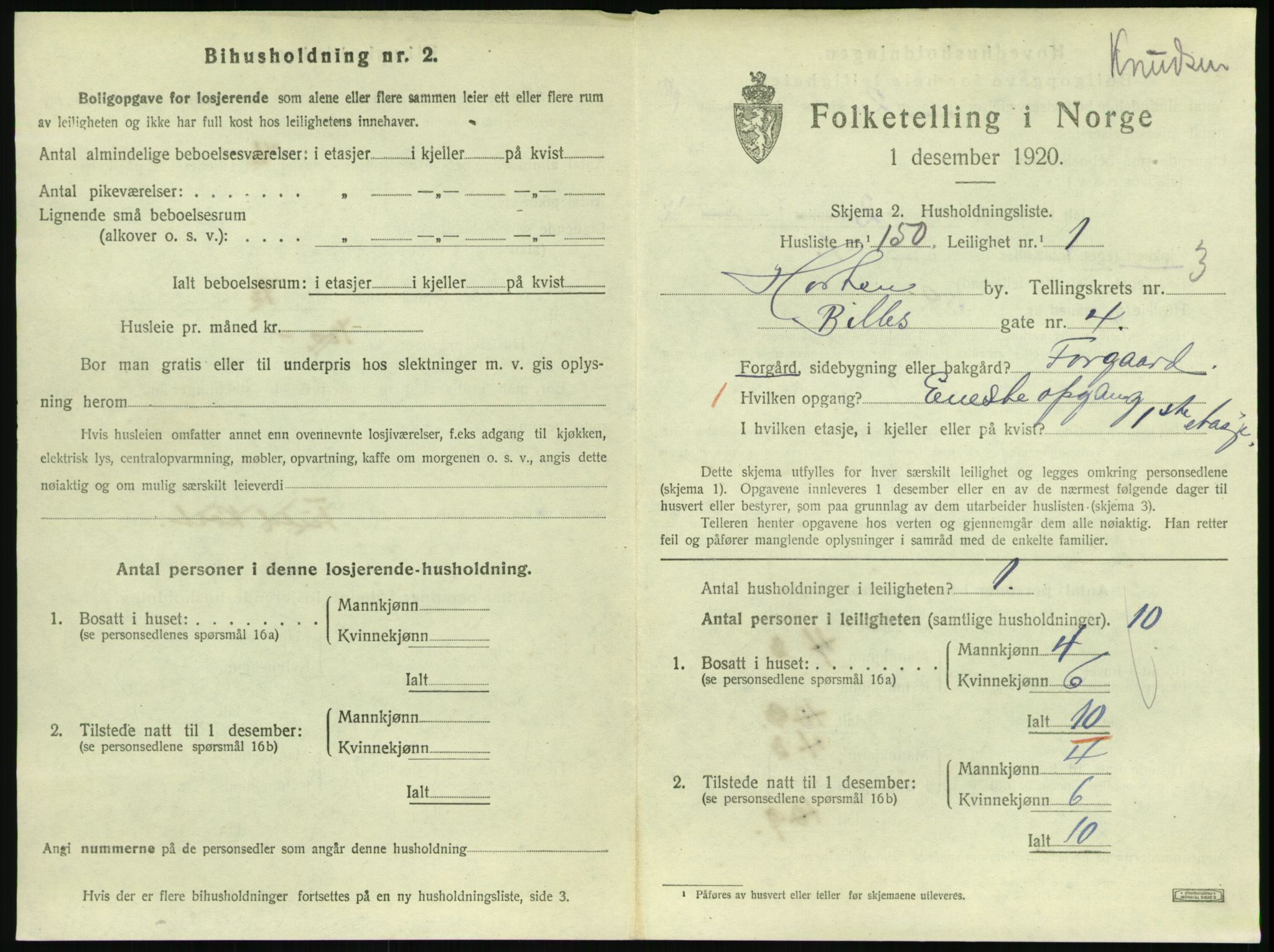 SAKO, 1920 census for Horten, 1920, p. 4619