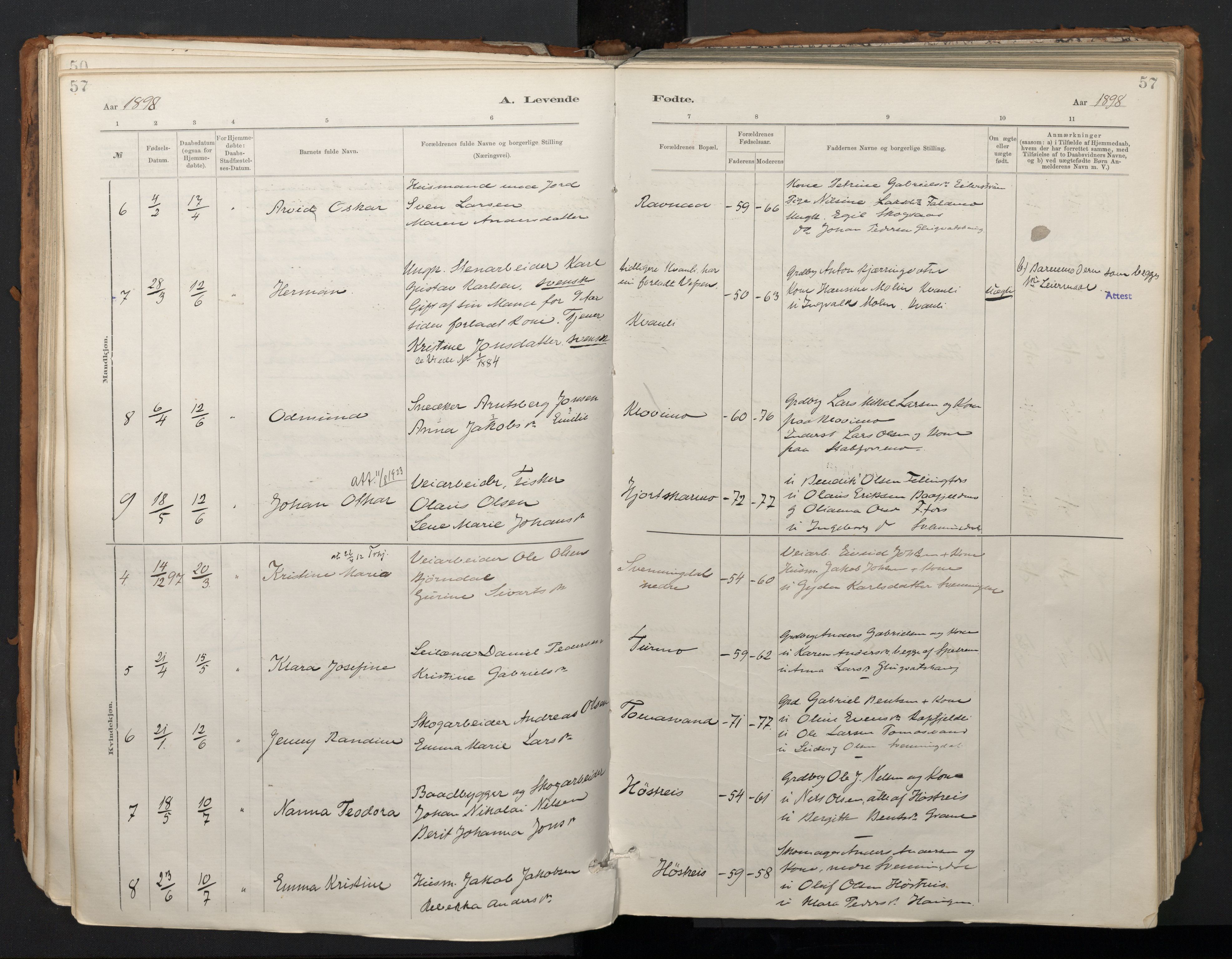 Ministerialprotokoller, klokkerbøker og fødselsregistre - Nordland, AV/SAT-A-1459/824/L0338: Parish register (official) no. 824A01, 1880-1915, p. 57