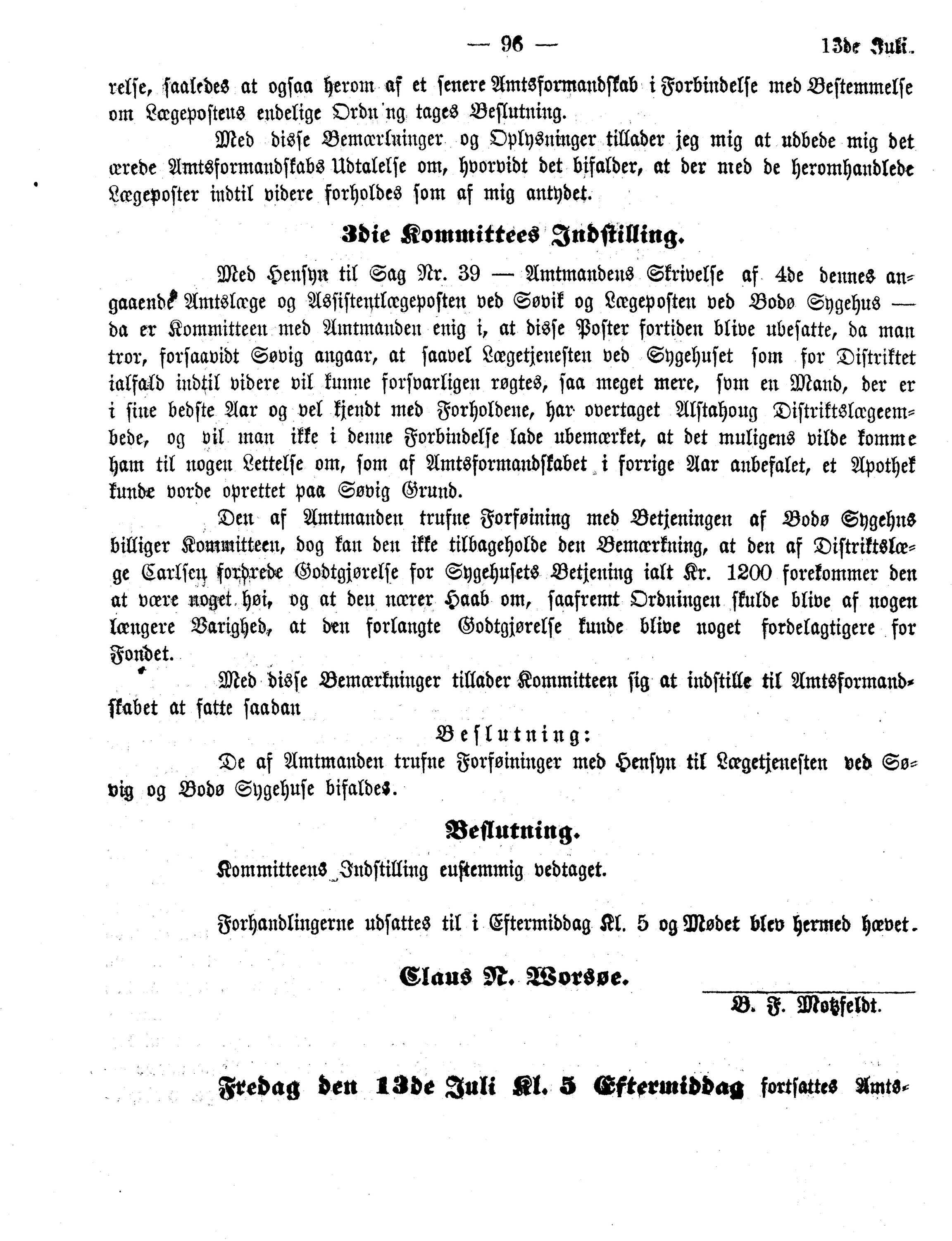 Nordland Fylkeskommune. Fylkestinget, AIN/NFK-17/176/A/Ac/L0011: Fylkestingsforhandlinger 1877, 1877, p. 96
