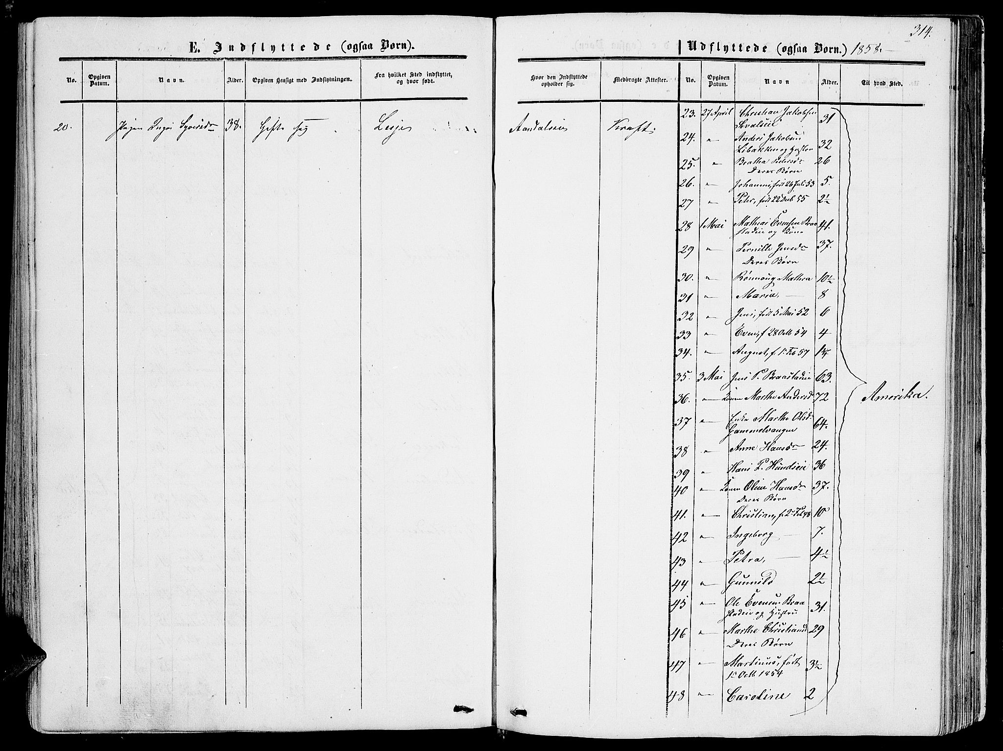 Vardal prestekontor, SAH/PREST-100/H/Ha/Hab/L0005: Parish register (copy) no. 5, 1854-1868, p. 314
