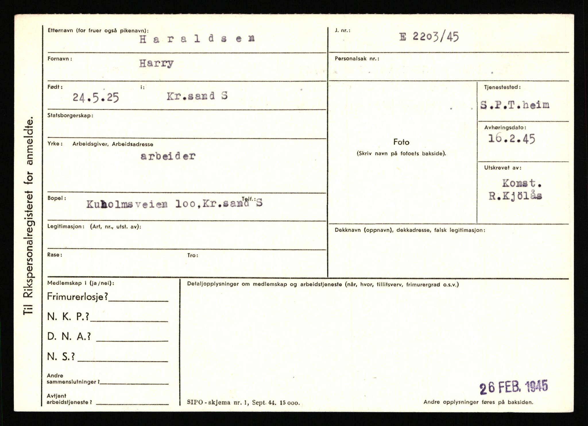 Statspolitiet - Hovedkontoret / Osloavdelingen, AV/RA-S-1329/C/Ca/L0006: Hanche - Hokstvedt, 1943-1945, p. 1797