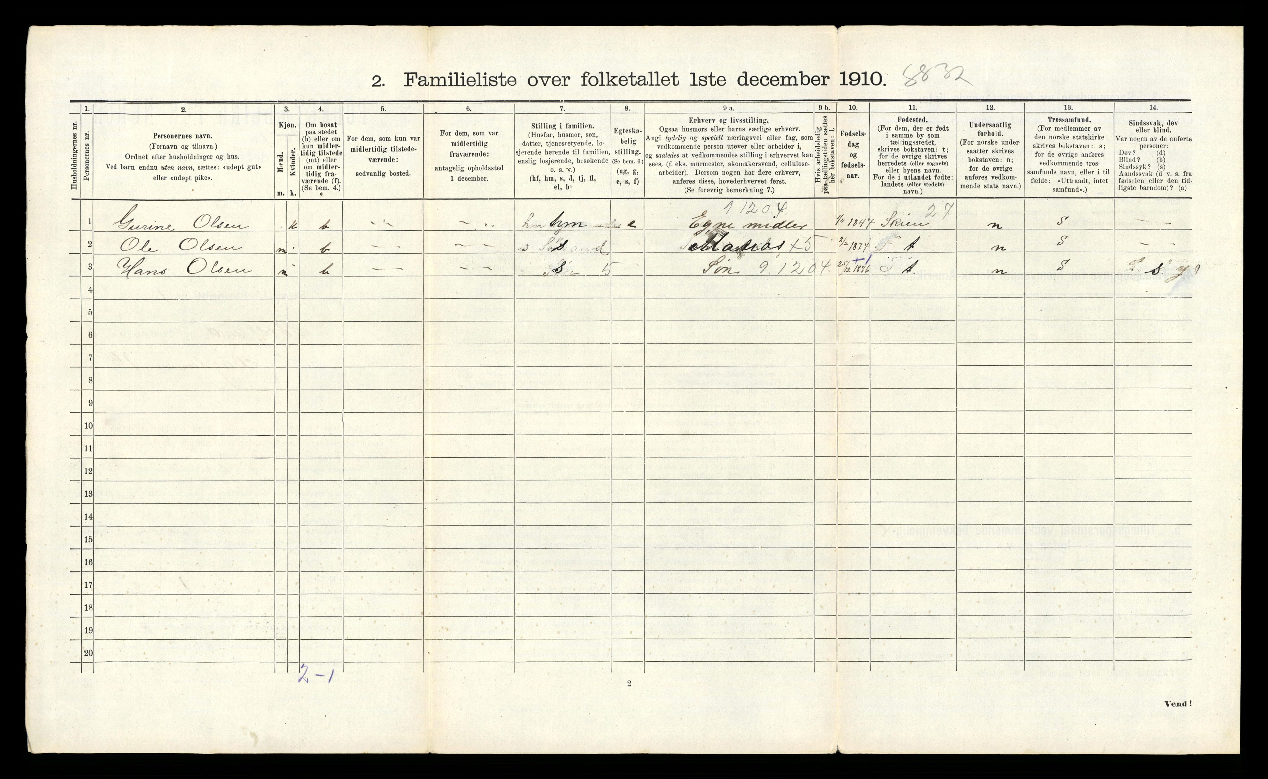 RA, 1910 census for Porsgrunn, 1910, p. 2965