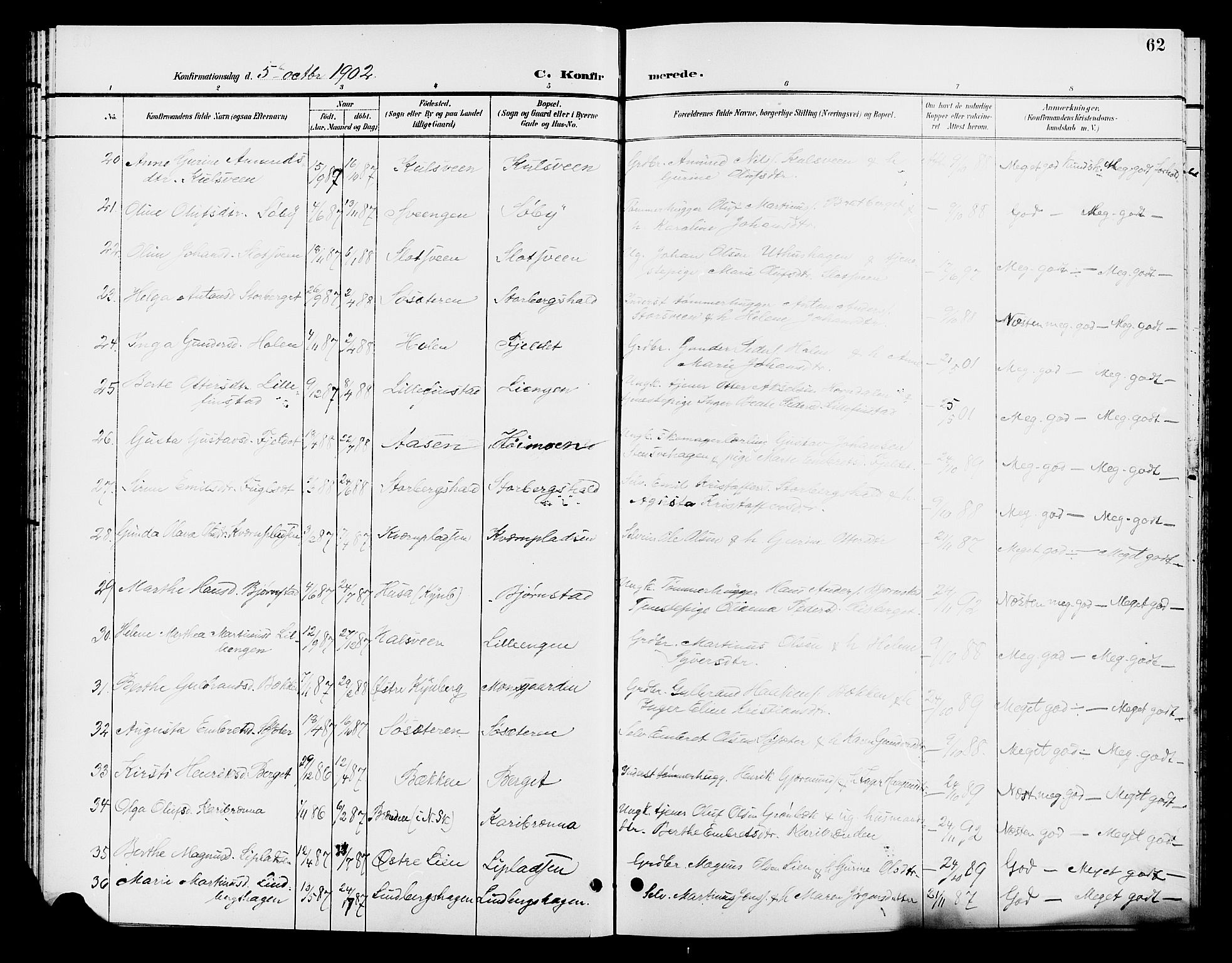 Elverum prestekontor, AV/SAH-PREST-044/H/Ha/Hab/L0006: Parish register (copy) no. 6, 1896-1907, p. 62