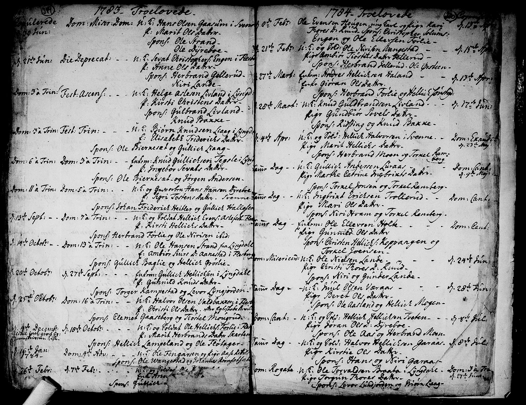 Flesberg kirkebøker, SAKO/A-18/F/Fa/L0003: Parish register (official) no. I 3, 1748-1790, p. 349-350