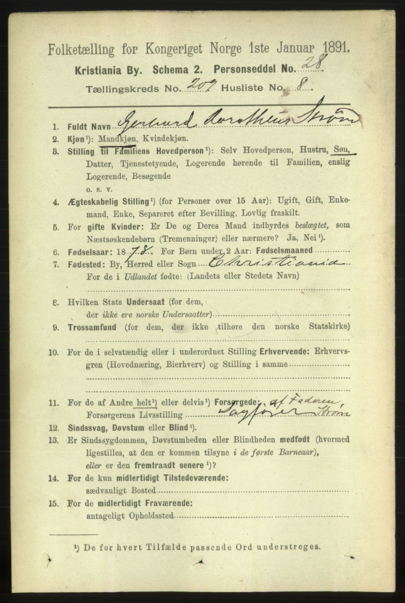 RA, 1891 census for 0301 Kristiania, 1891, p. 125287