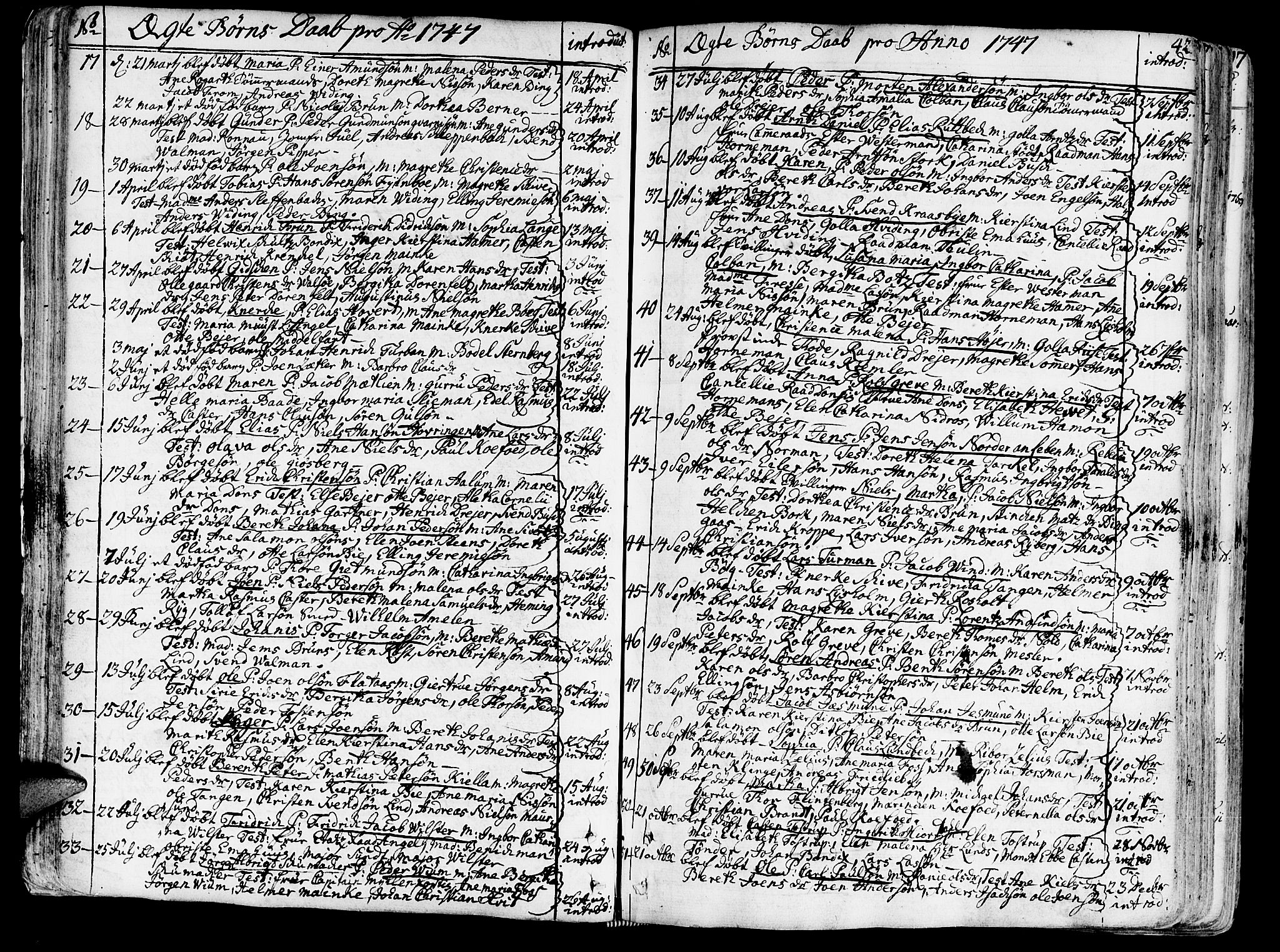 Ministerialprotokoller, klokkerbøker og fødselsregistre - Sør-Trøndelag, SAT/A-1456/602/L0103: Parish register (official) no. 602A01, 1732-1774, p. 42