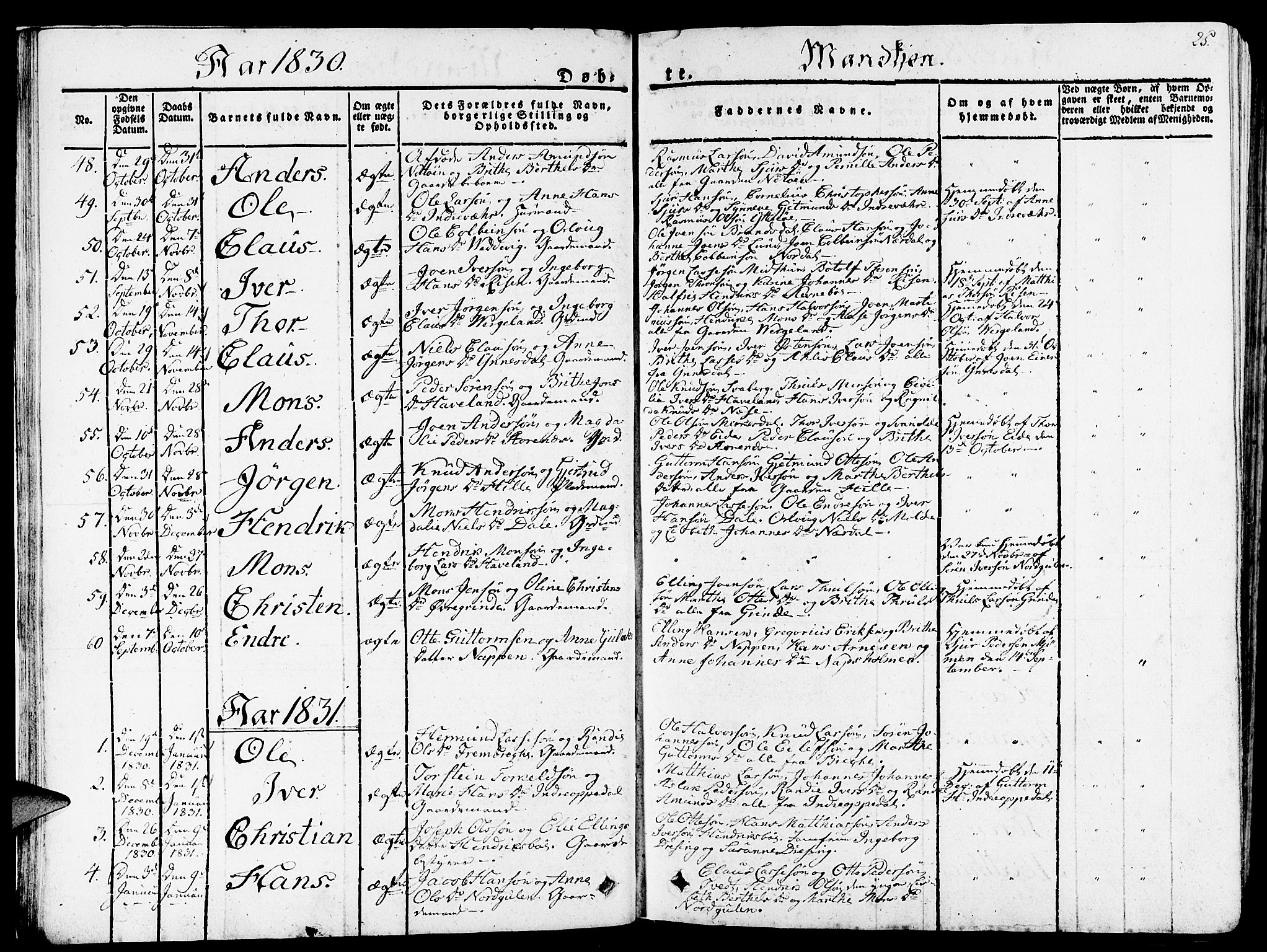 Gulen sokneprestembete, SAB/A-80201/H/Haa/Haaa/L0019: Parish register (official) no. A 19, 1826-1836, p. 25