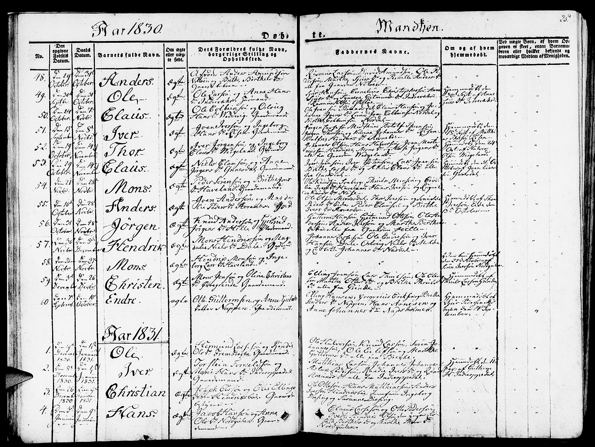 Gulen sokneprestembete, AV/SAB-A-80201/H/Haa/Haaa/L0019: Parish register (official) no. A 19, 1826-1836, p. 25