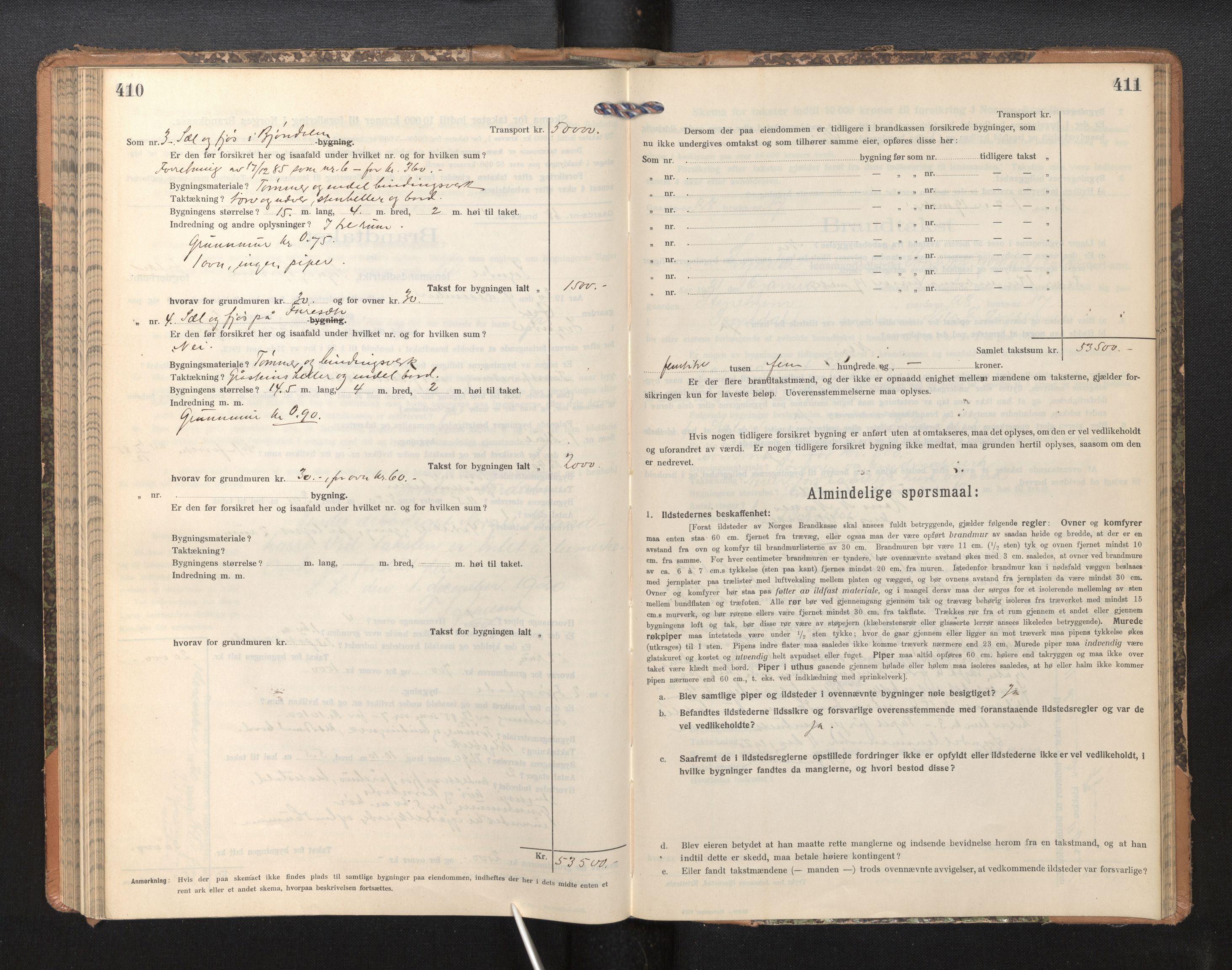 Lensmannen i Sogndal, SAB/A-29901/0012/L0011: Branntakstprotokoll, skjematakst, 1914-1922, p. 410-411