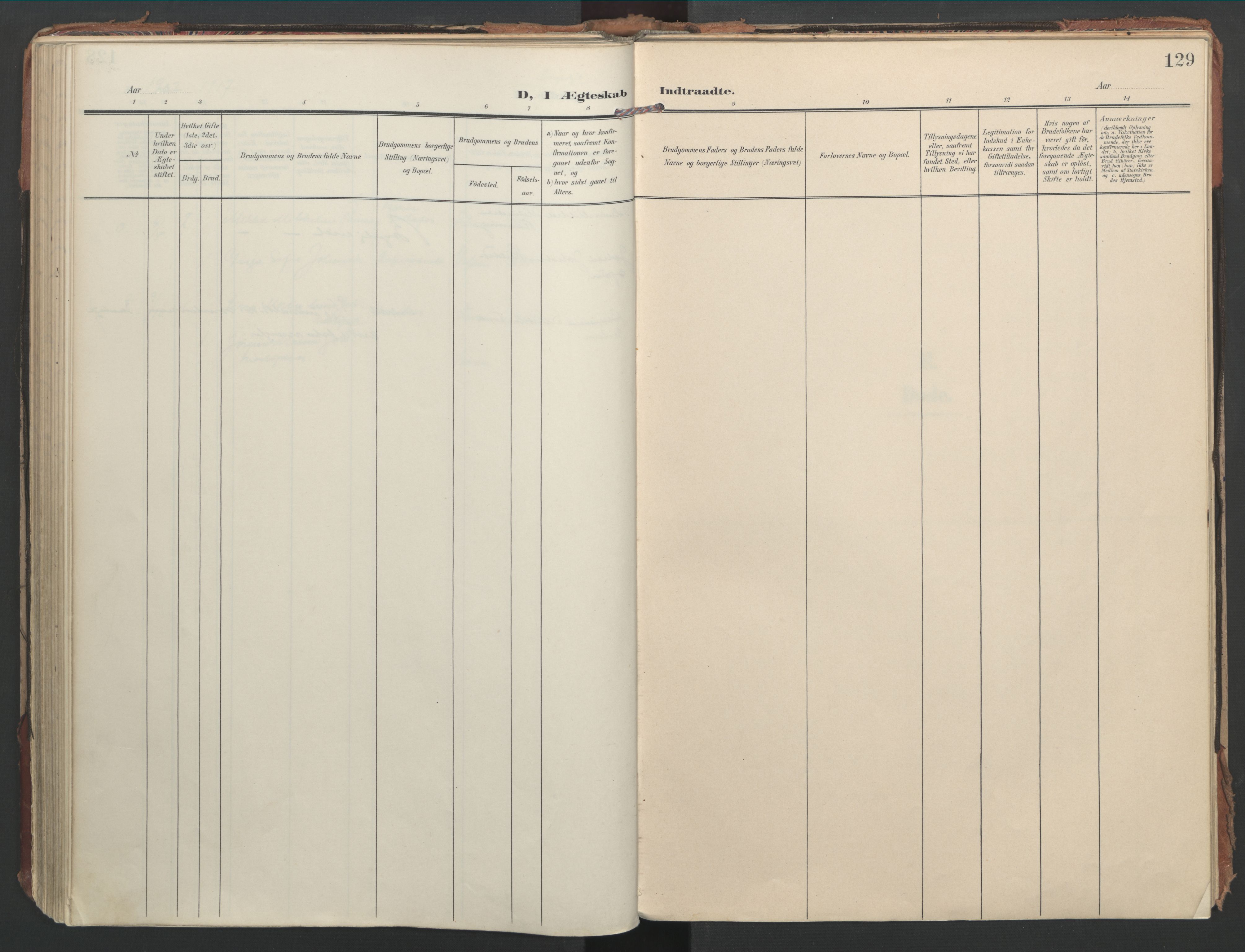 Ministerialprotokoller, klokkerbøker og fødselsregistre - Nord-Trøndelag, SAT/A-1458/744/L0421: Parish register (official) no. 744A05, 1905-1930, p. 129
