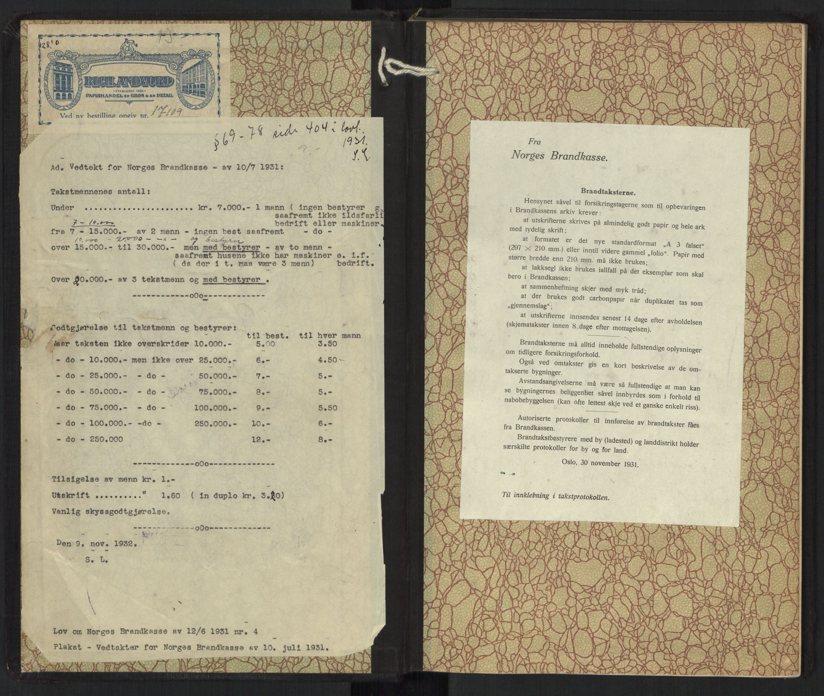 Norges brannkasse, branntakster Øymark, AV/SAO-A-11378/F/Fa/L0002: Branntakstprotokoll, 1932-1942