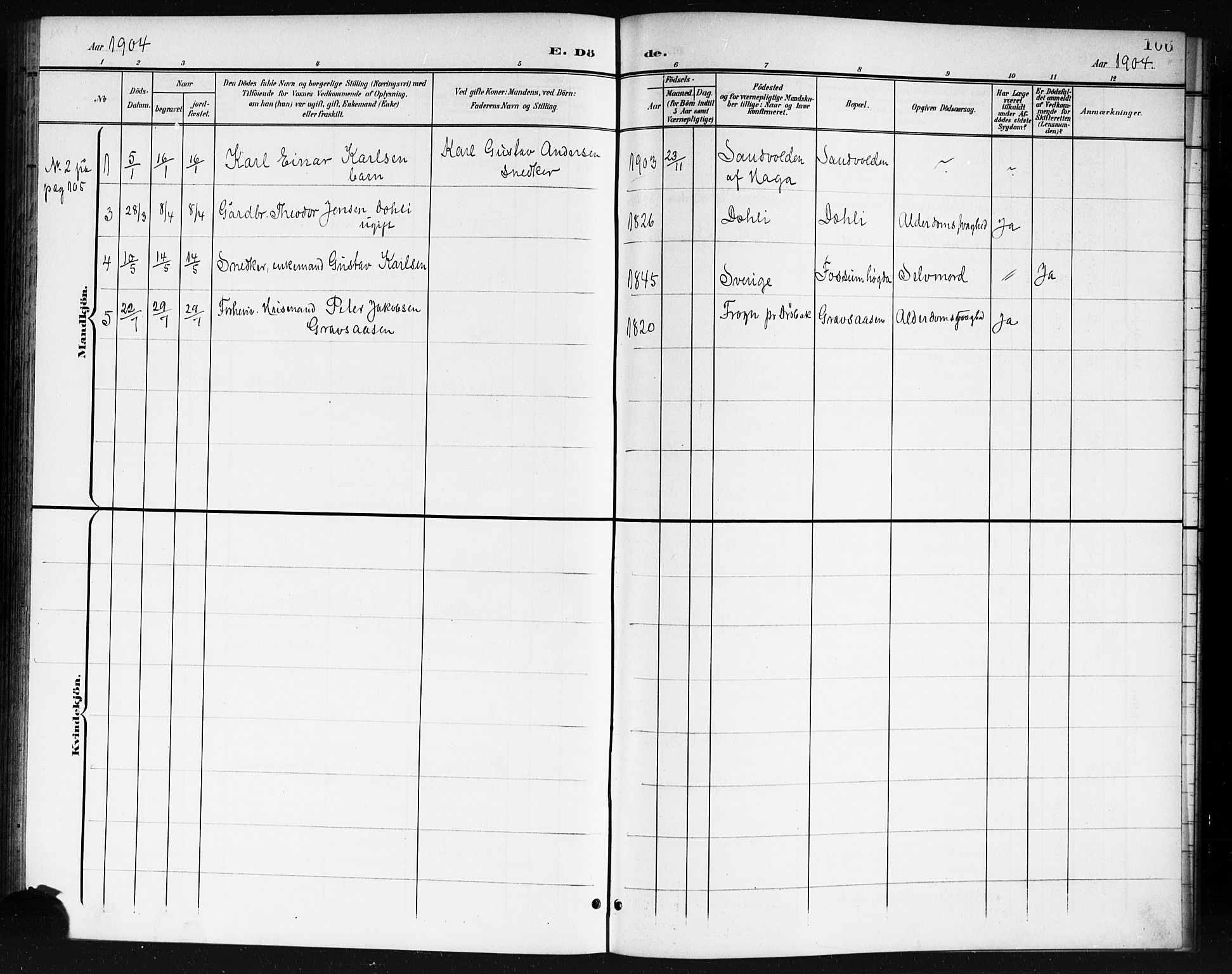 Spydeberg prestekontor Kirkebøker, AV/SAO-A-10924/G/Ga/L0002: Parish register (copy) no. I 2, 1901-1922, p. 106