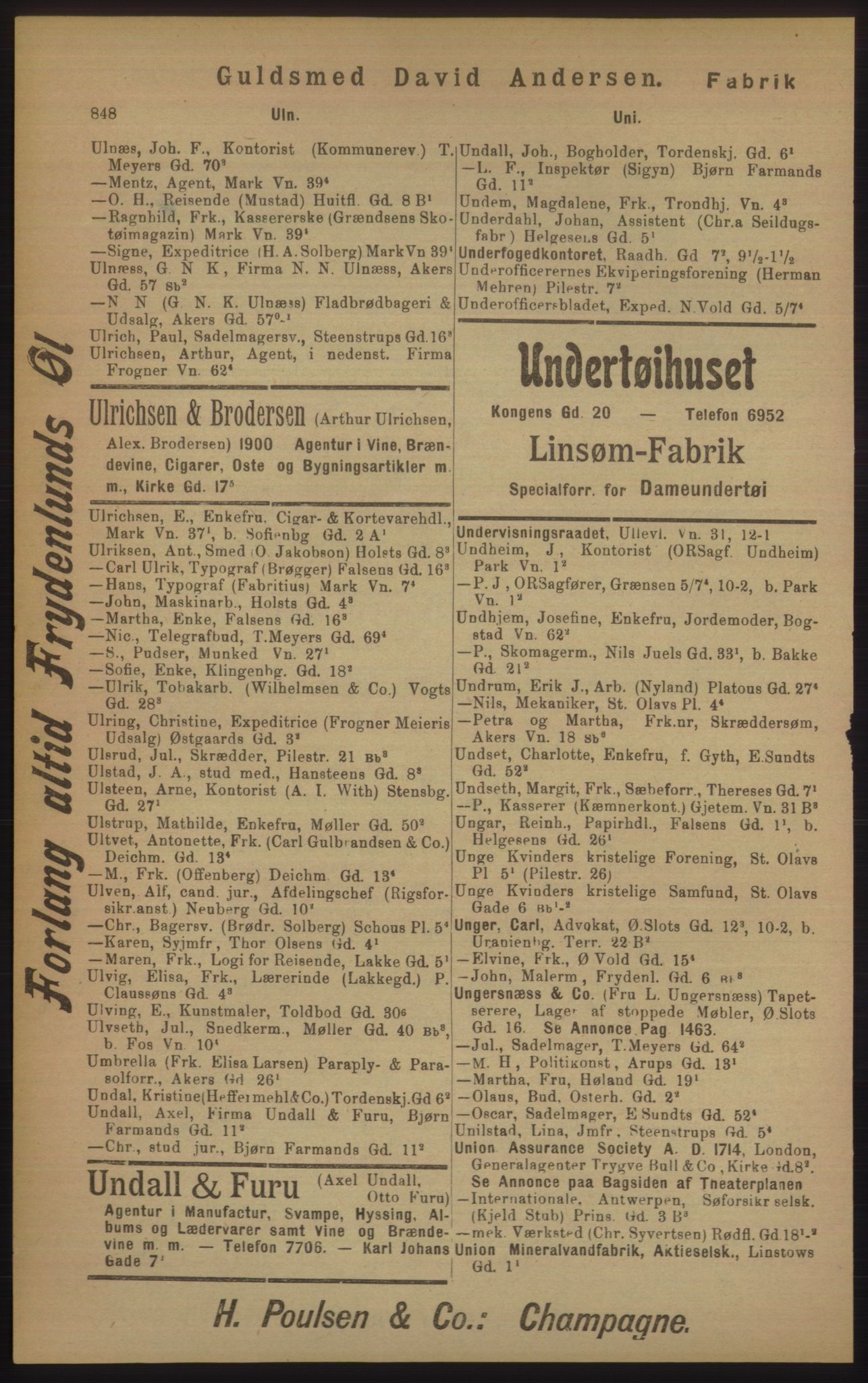 Kristiania/Oslo adressebok, PUBL/-, 1905, p. 848