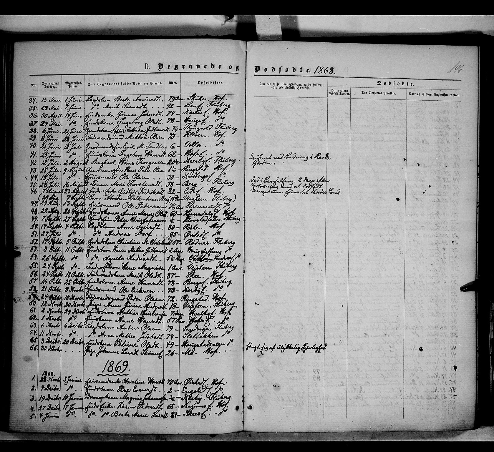 Søndre Land prestekontor, AV/SAH-PREST-122/K/L0001: Parish register (official) no. 1, 1860-1877, p. 196