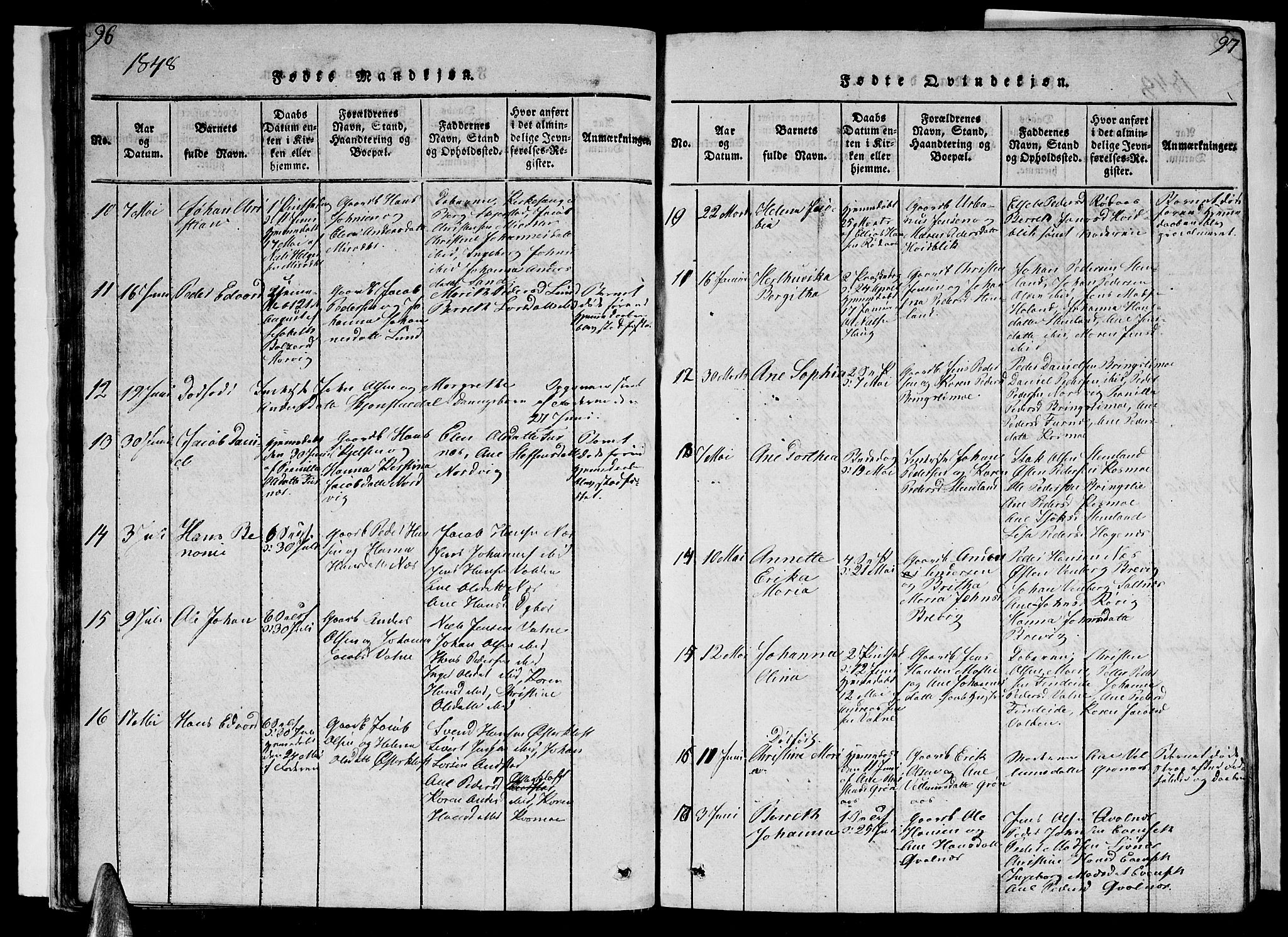 Ministerialprotokoller, klokkerbøker og fødselsregistre - Nordland, AV/SAT-A-1459/852/L0752: Parish register (copy) no. 852C03, 1840-1855, p. 96-97