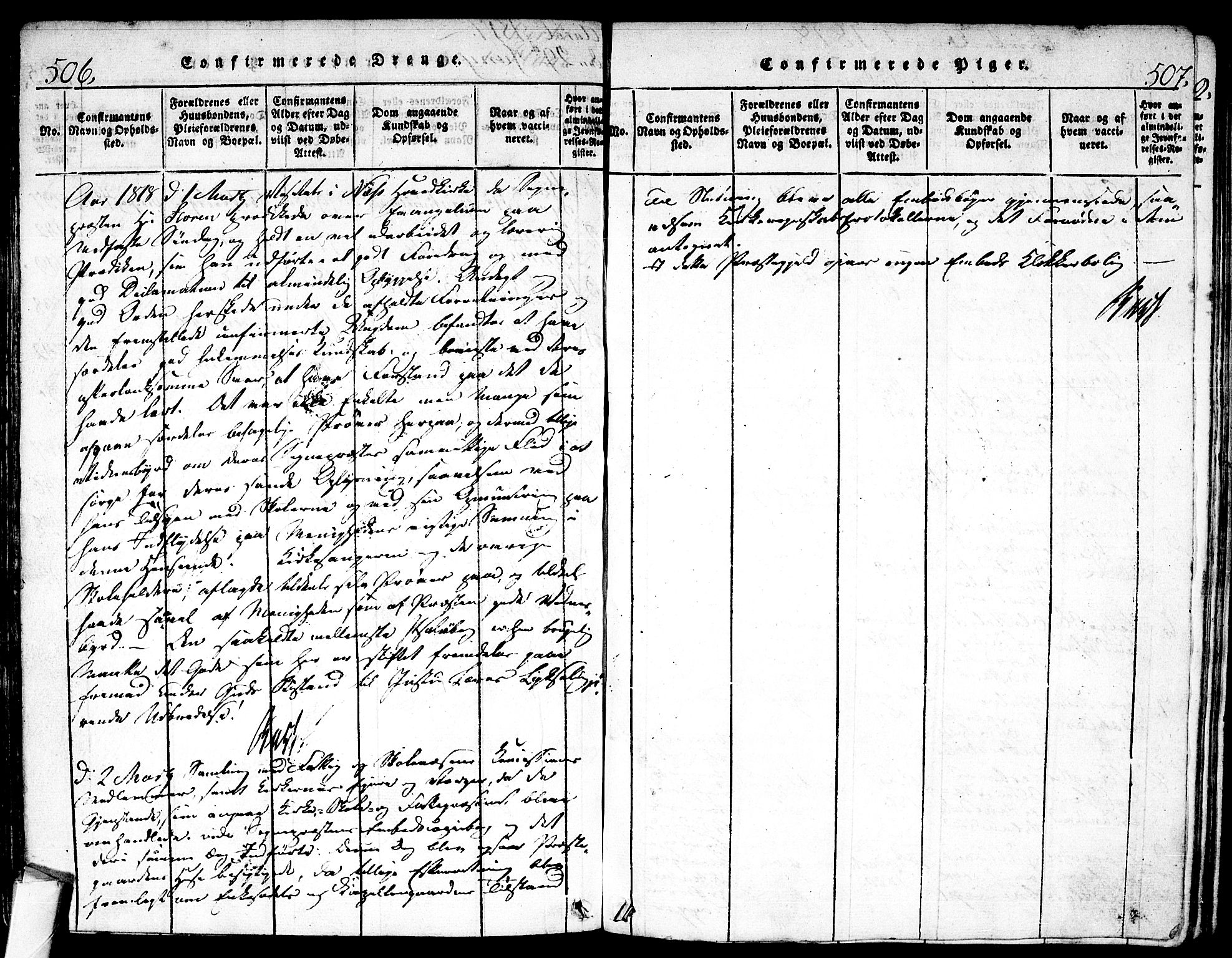 Nes kirkebøker, SAKO/A-236/F/Fa/L0007: Parish register (official) no. 7, 1815-1823, p. 506-507