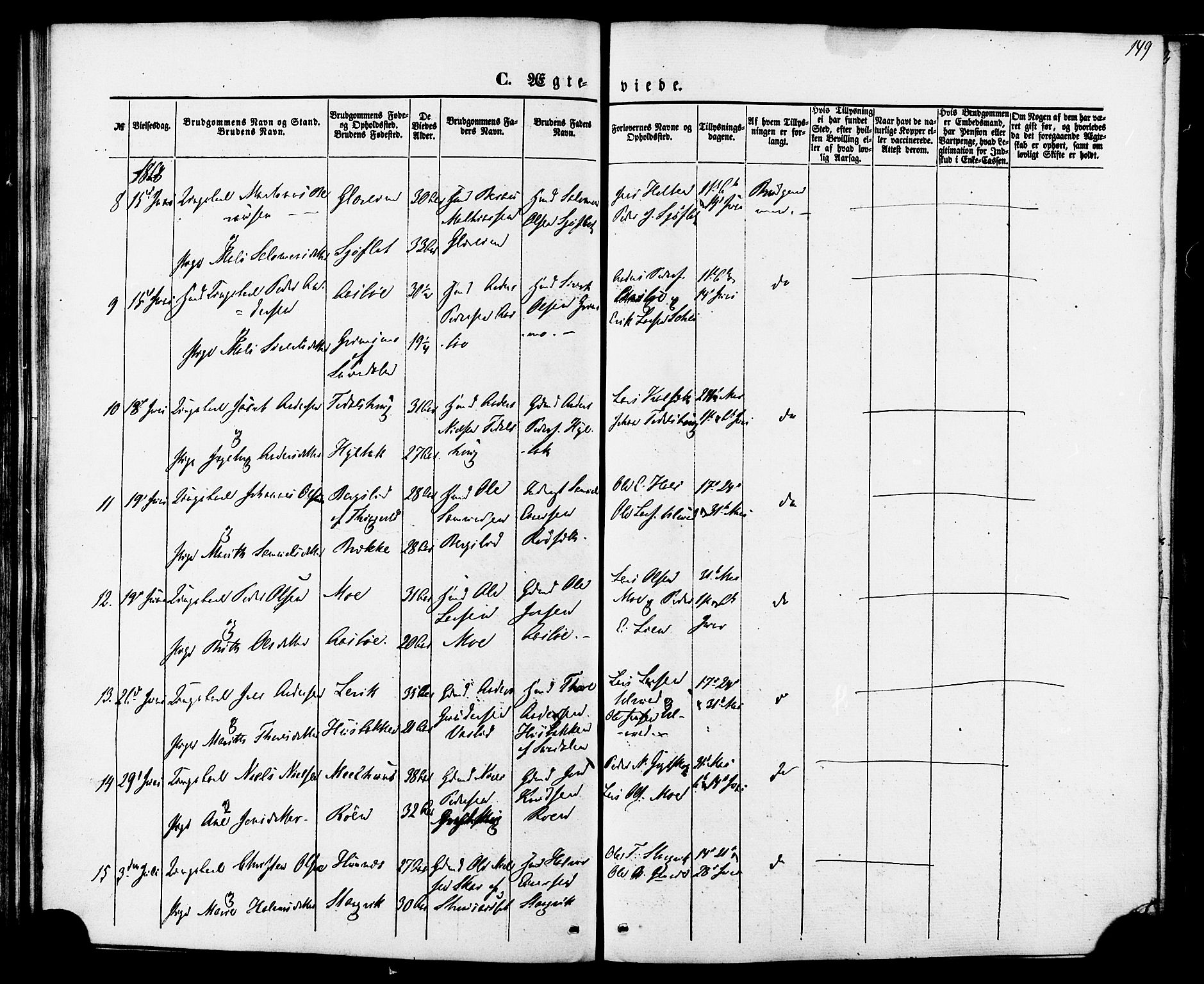 Ministerialprotokoller, klokkerbøker og fødselsregistre - Møre og Romsdal, AV/SAT-A-1454/592/L1027: Parish register (official) no. 592A05, 1865-1878, p. 149