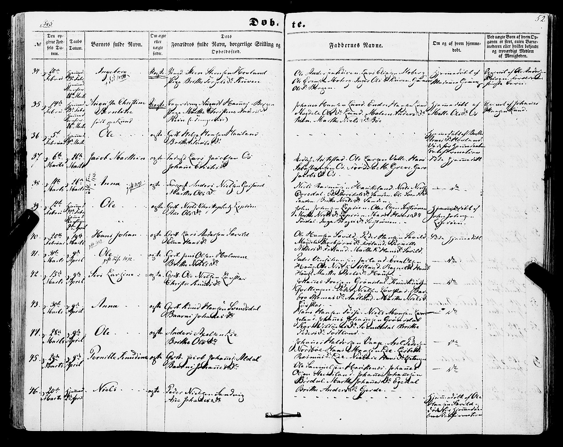 Os sokneprestembete, SAB/A-99929: Parish register (official) no. A 17, 1860-1873, p. 52