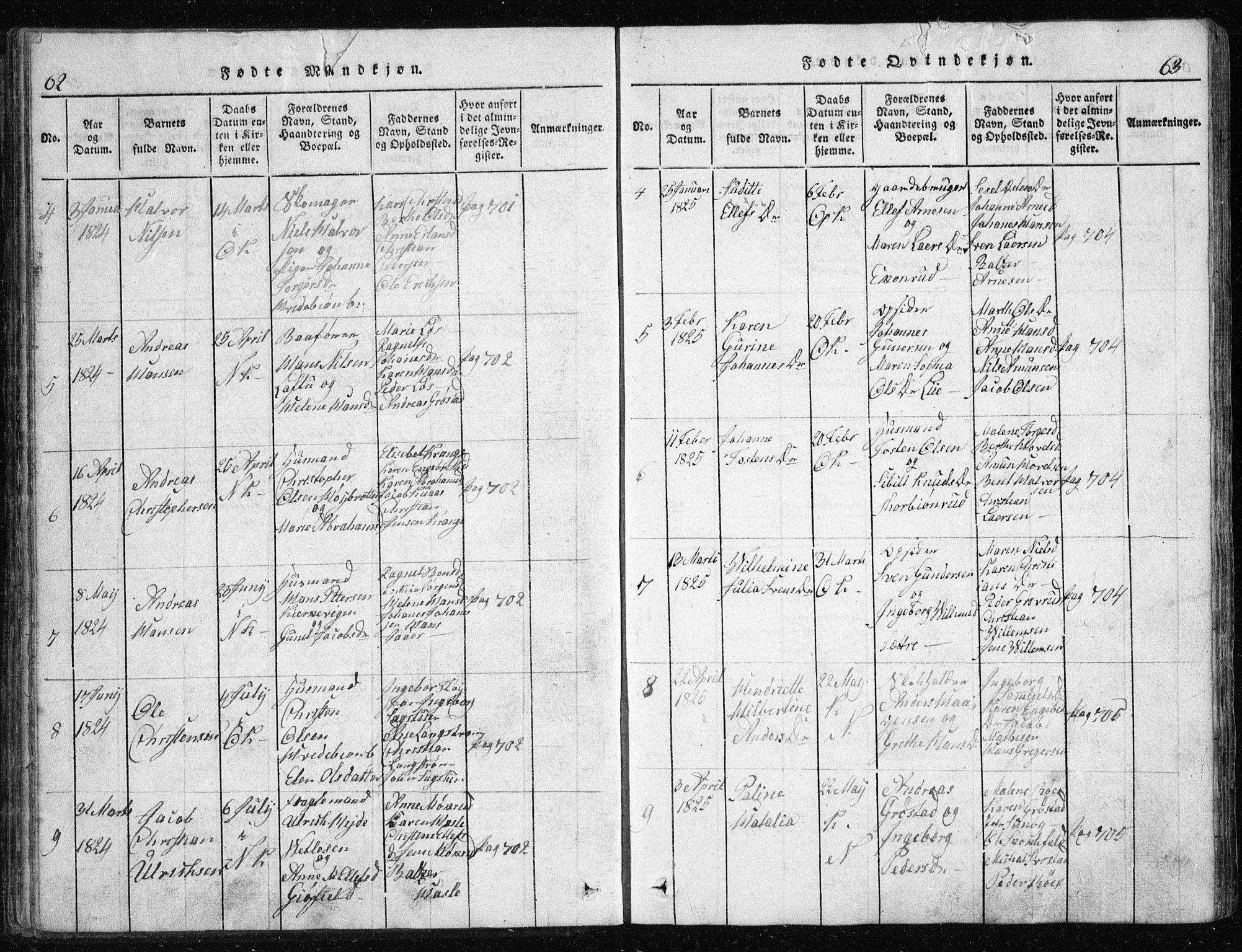 Nesodden prestekontor Kirkebøker, SAO/A-10013/G/Ga/L0001: Parish register (copy) no. I 1, 1814-1847, p. 62-63