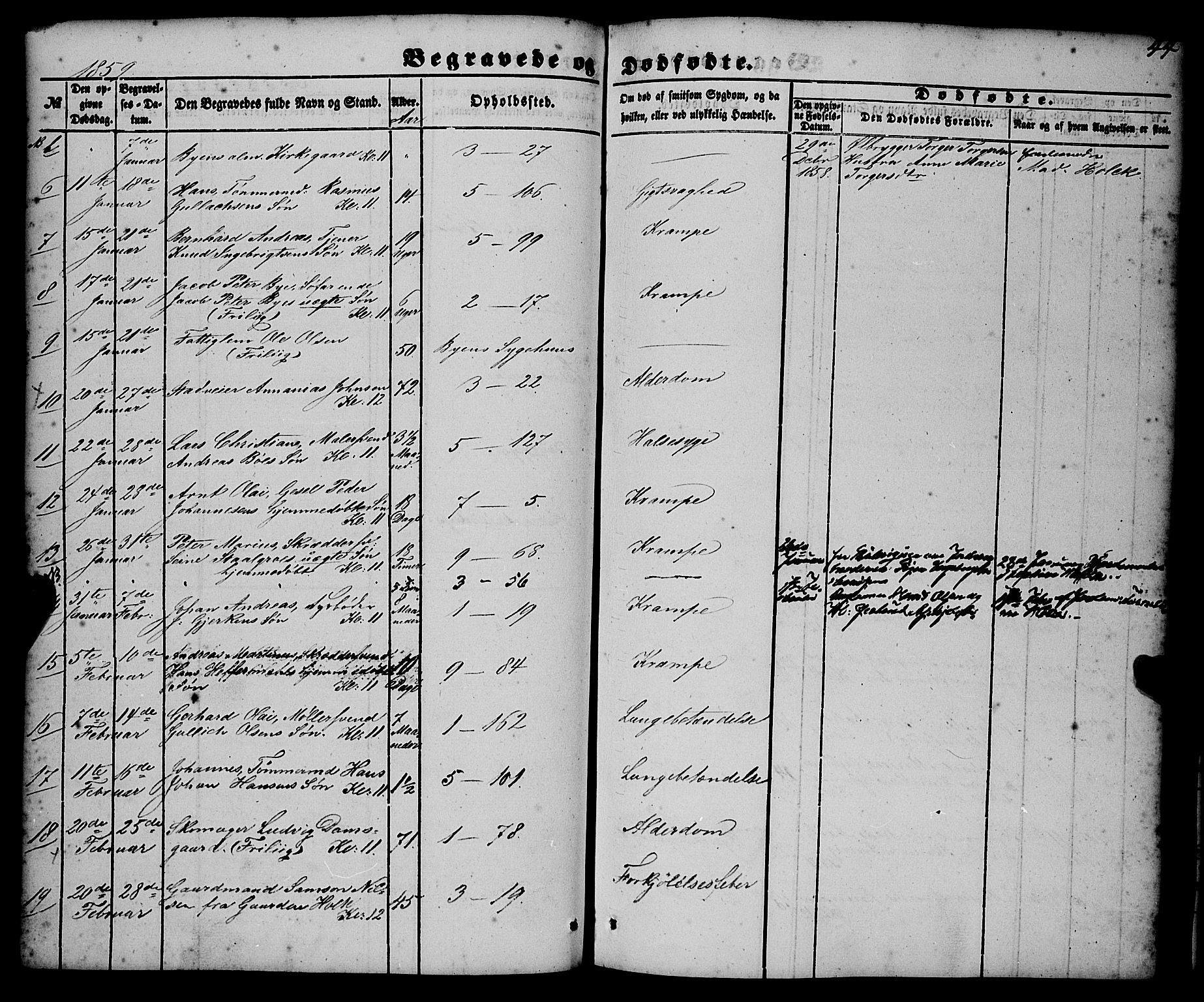 Nykirken Sokneprestembete, AV/SAB-A-77101/H/Haa/L0042: Parish register (official) no. E 2, 1850-1868, p. 44