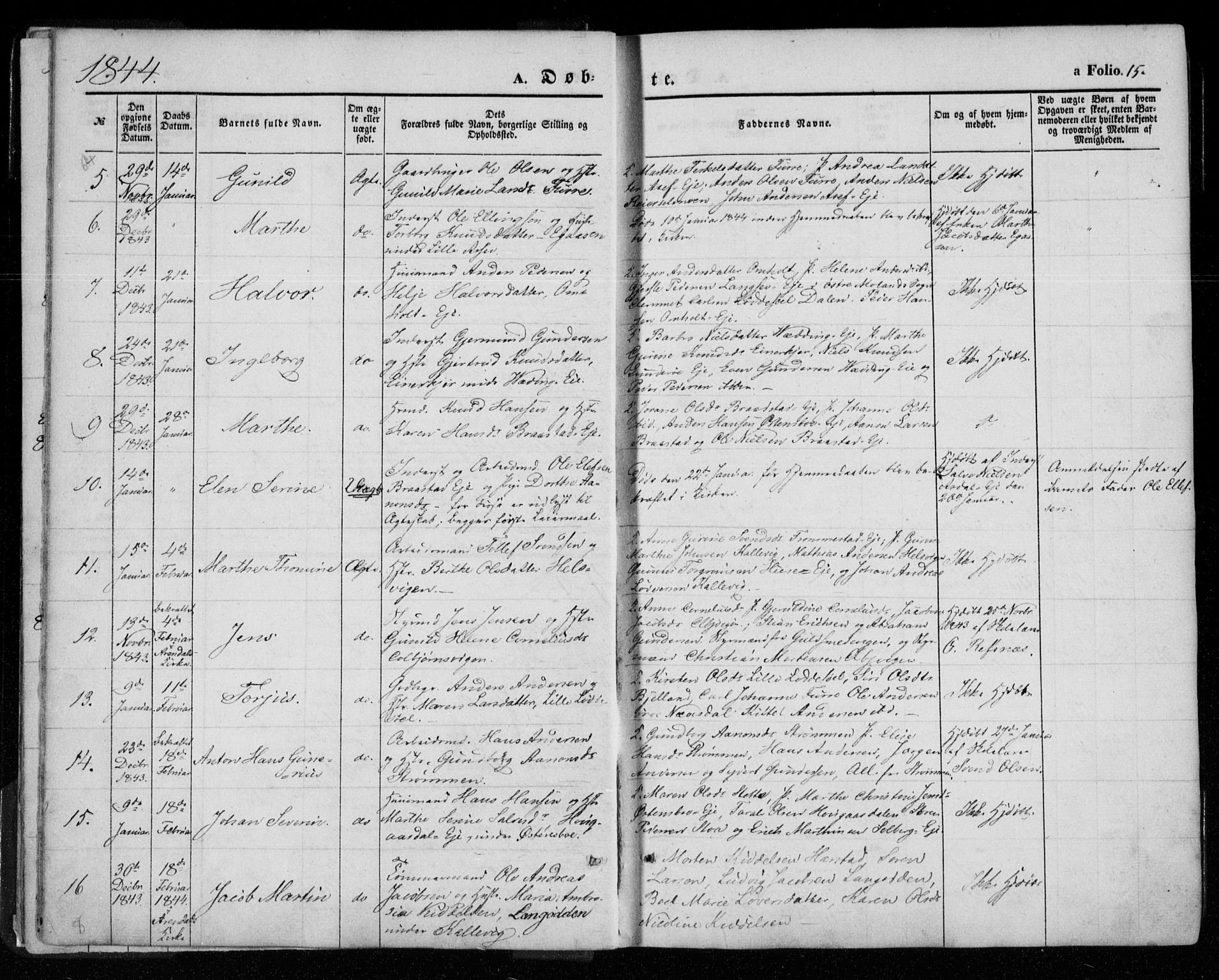 Øyestad sokneprestkontor, AV/SAK-1111-0049/F/Fa/L0014: Parish register (official) no. A 14, 1843-1856, p. 15