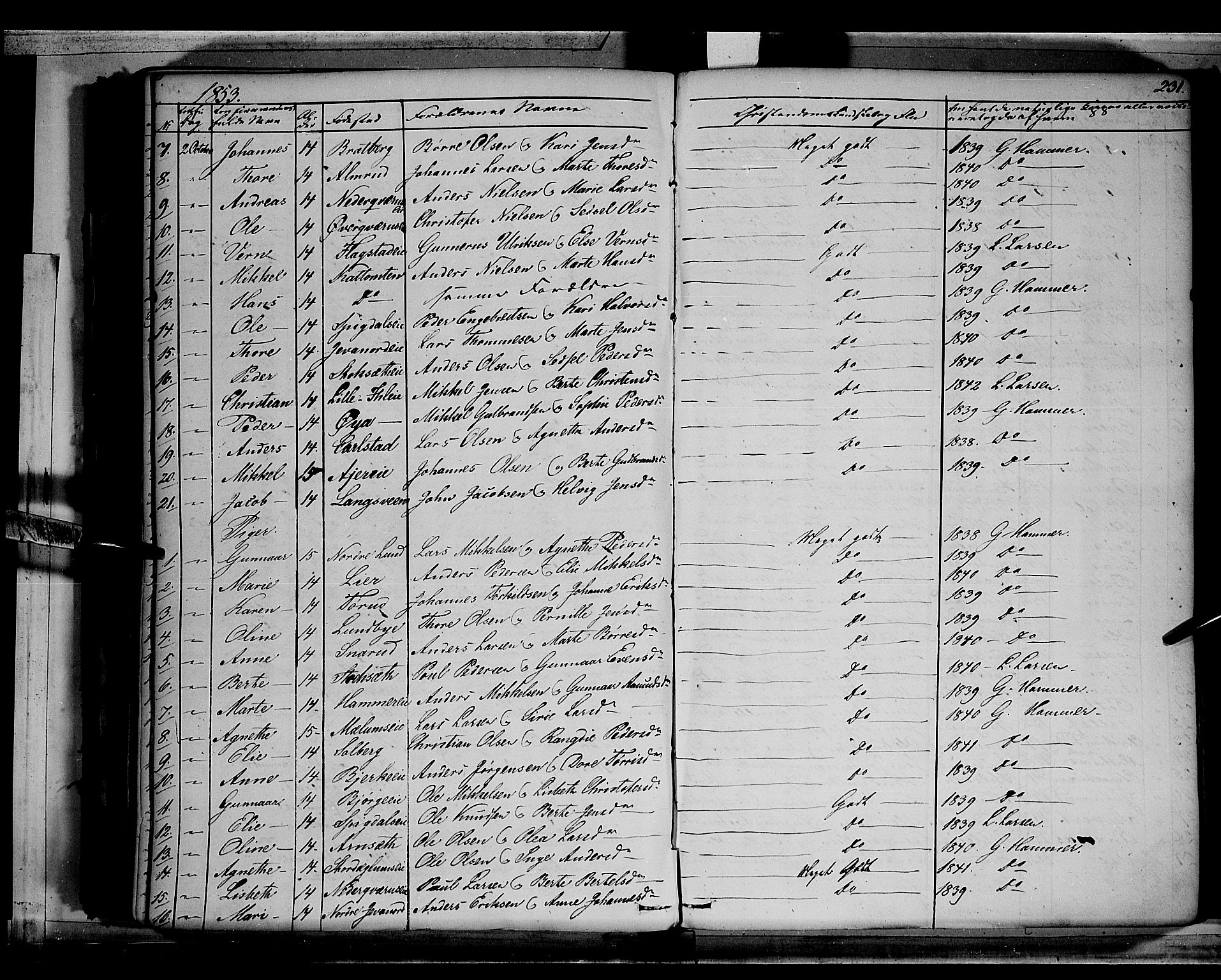 Vang prestekontor, Hedmark, AV/SAH-PREST-008/H/Ha/Haa/L0010: Parish register (official) no. 10, 1841-1855, p. 231