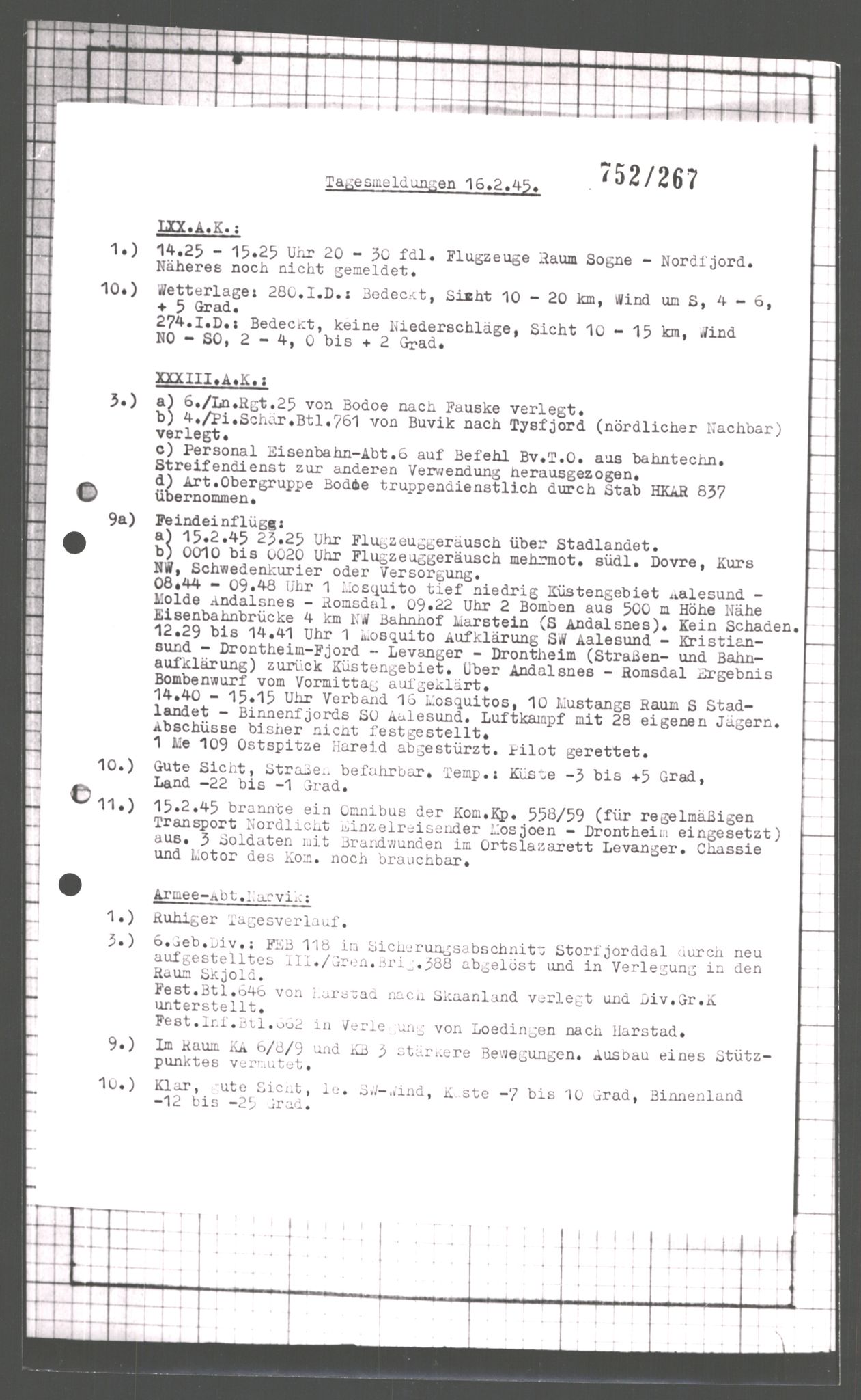 Forsvarets Overkommando. 2 kontor. Arkiv 11.4. Spredte tyske arkivsaker, AV/RA-RAFA-7031/D/Dar/Dara/L0007: Krigsdagbøker for 20. Gebirgs-Armee-Oberkommando (AOK 20), 1945, p. 437