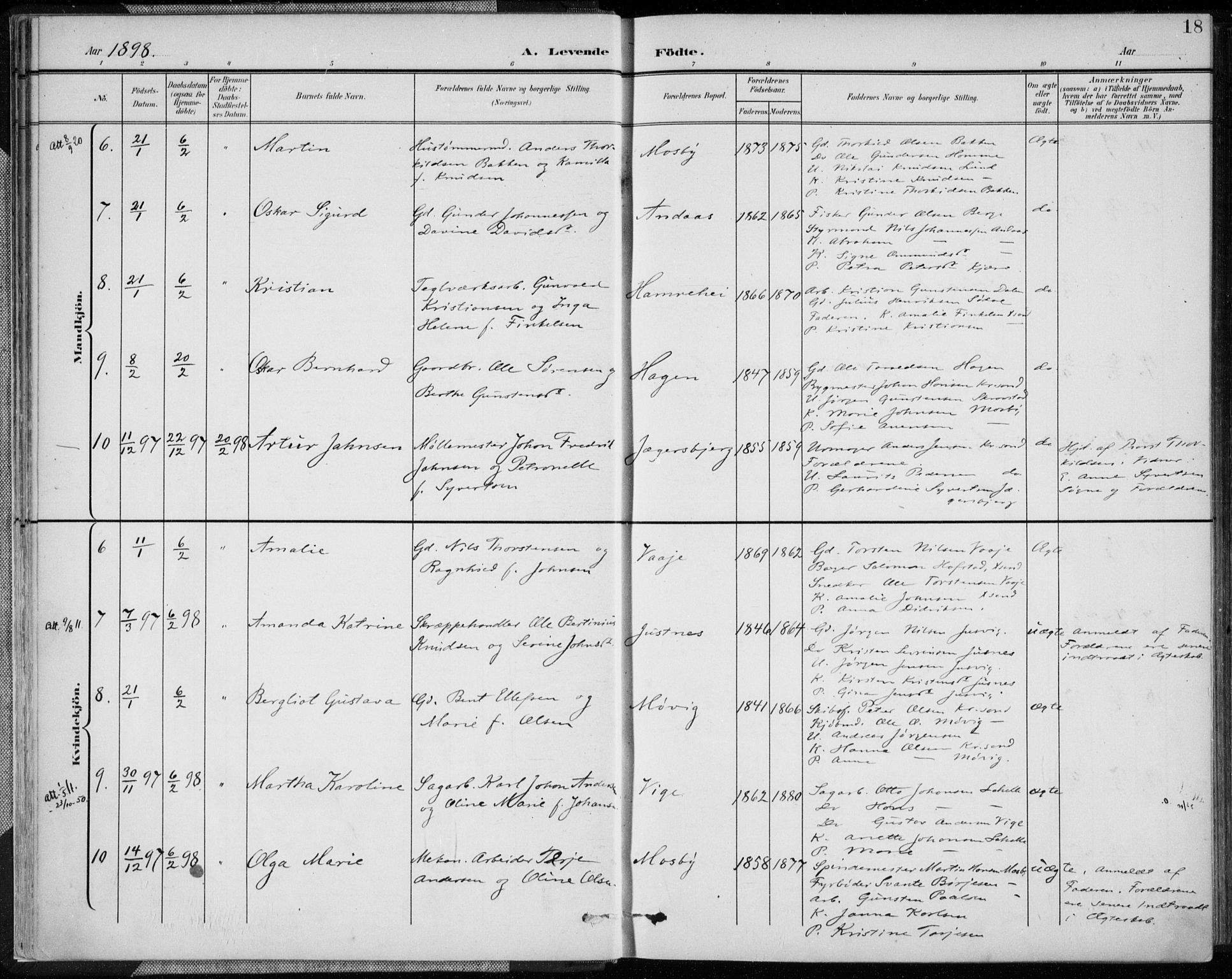 Oddernes sokneprestkontor, SAK/1111-0033/F/Fa/Faa/L0010: Parish register (official) no. A 10, 1897-1911, p. 18