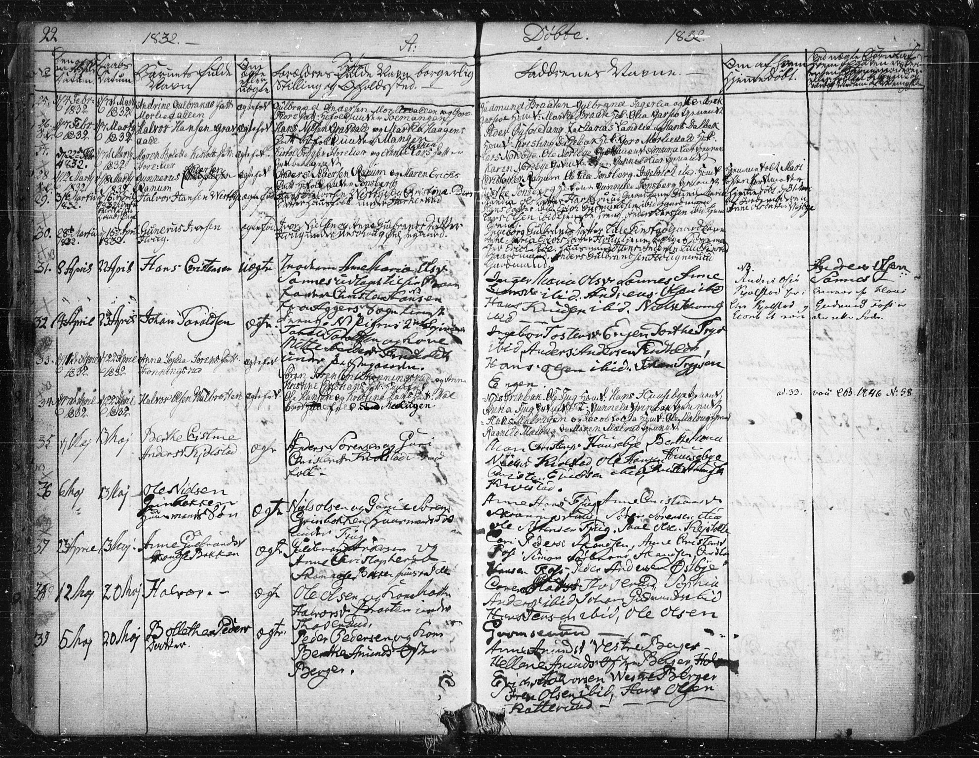Aurskog prestekontor Kirkebøker, SAO/A-10304a/F/Fa/L0006: Parish register (official) no. I 6, 1829-1853, p. 22