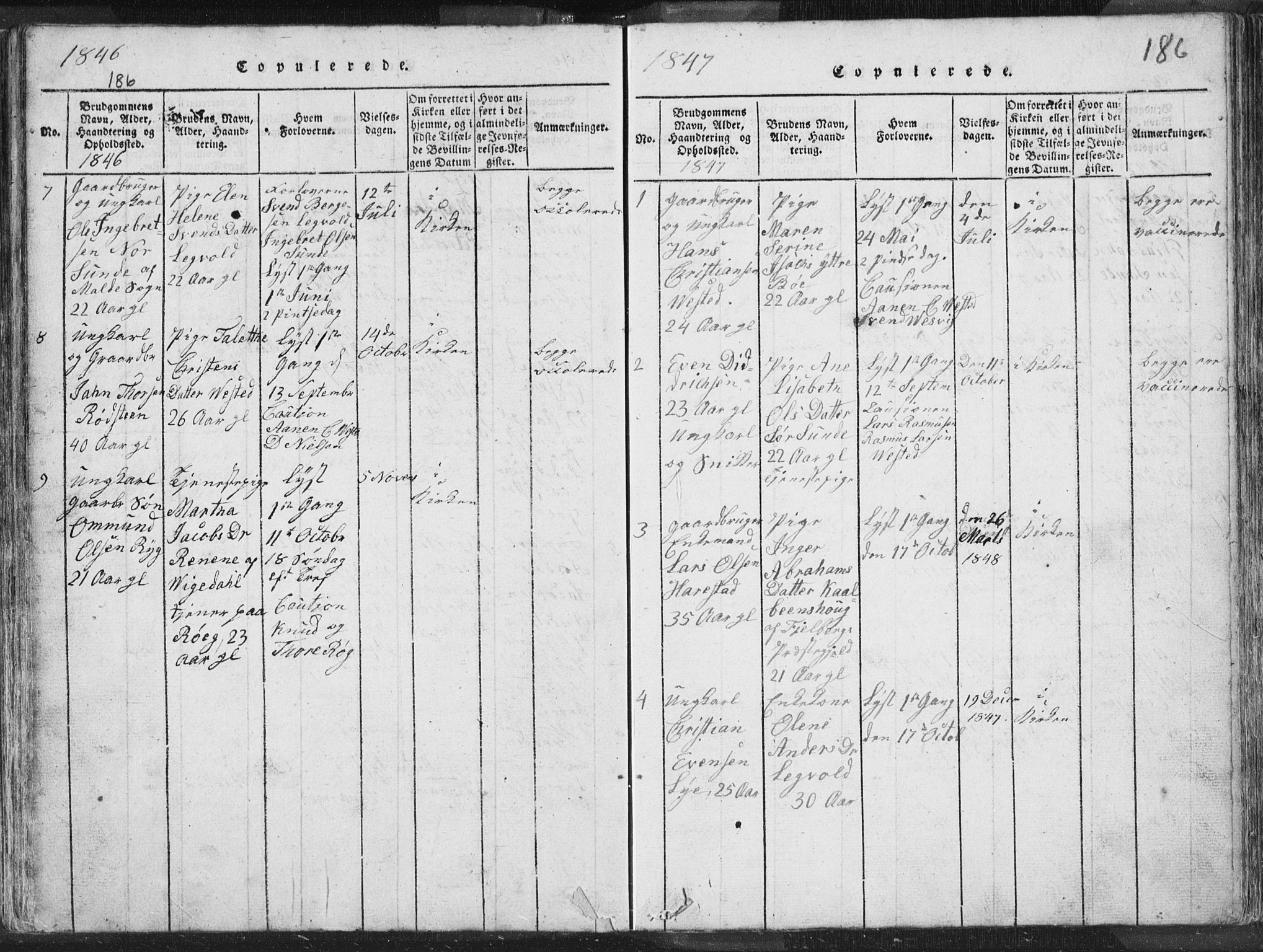 Hetland sokneprestkontor, SAST/A-101826/30/30BA/L0001: Parish register (official) no. A 1, 1816-1856, p. 186