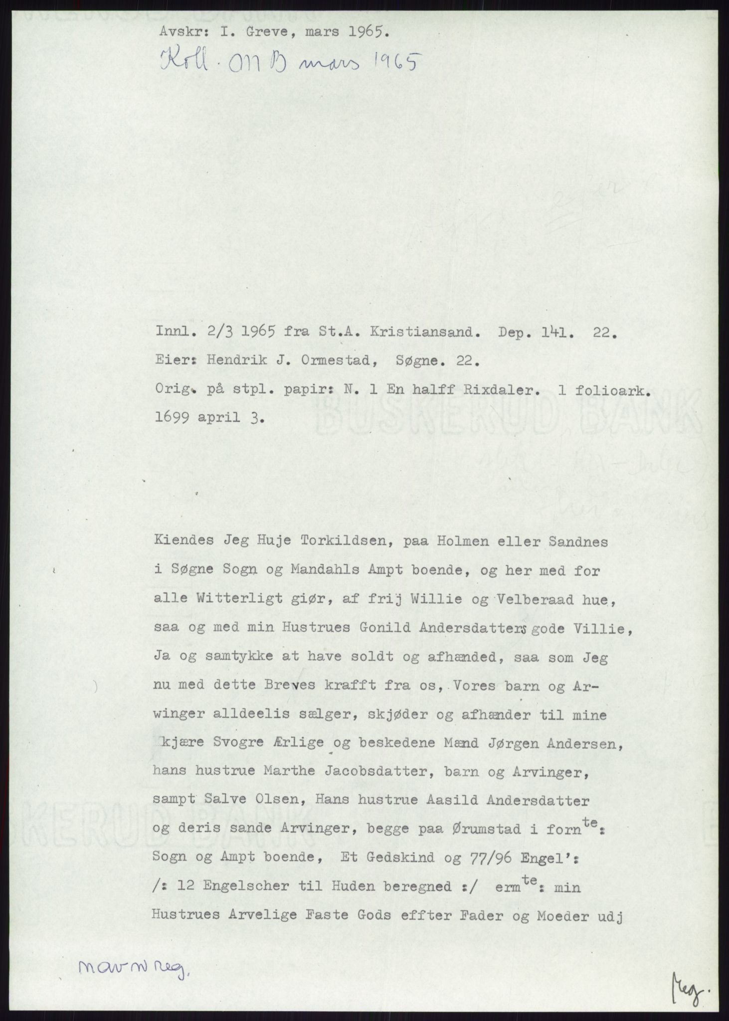 Samlinger til kildeutgivelse, Diplomavskriftsamlingen, AV/RA-EA-4053/H/Ha, p. 2280