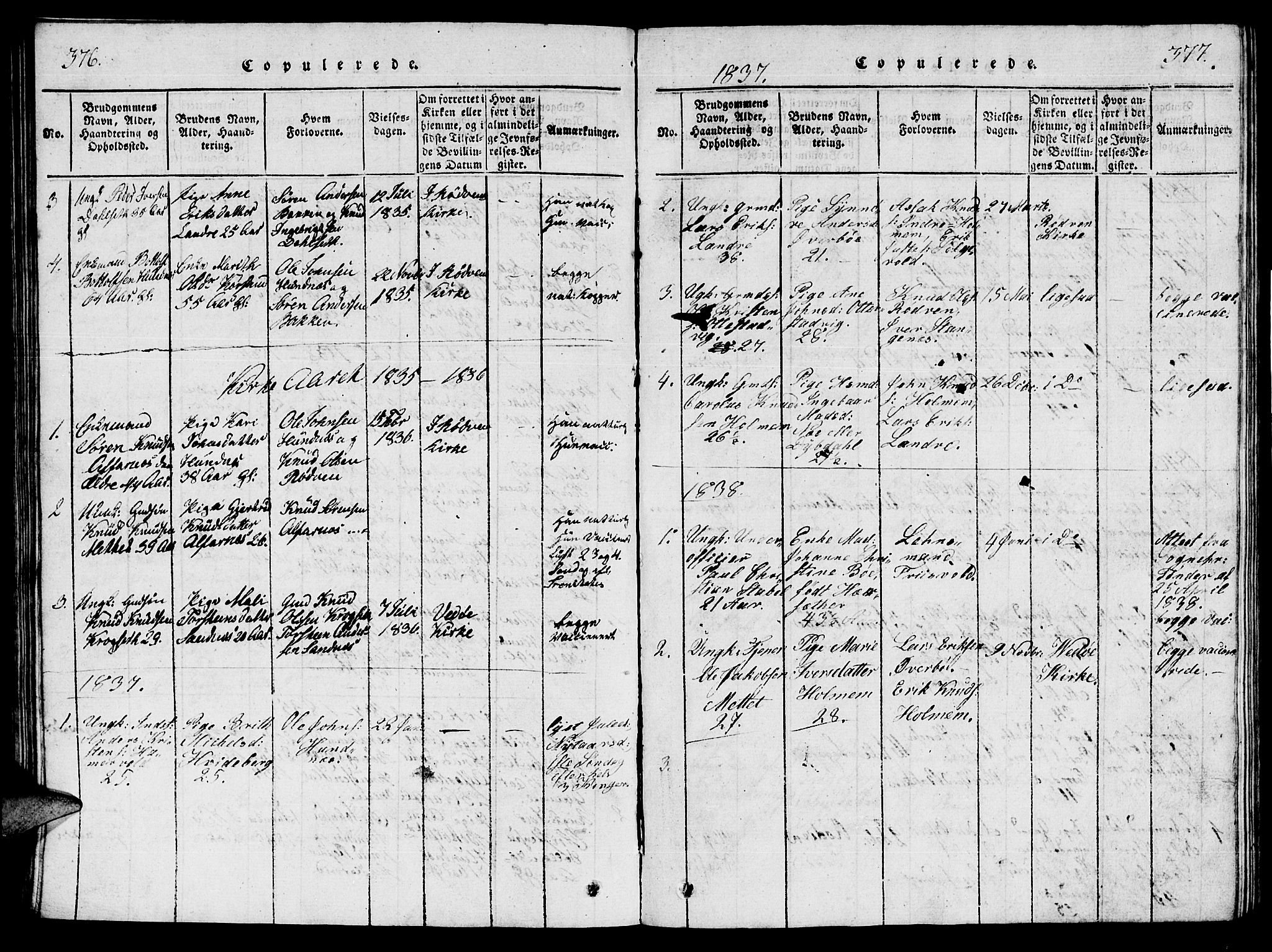 Ministerialprotokoller, klokkerbøker og fødselsregistre - Møre og Romsdal, AV/SAT-A-1454/548/L0613: Parish register (copy) no. 548C01, 1818-1846, p. 376-377