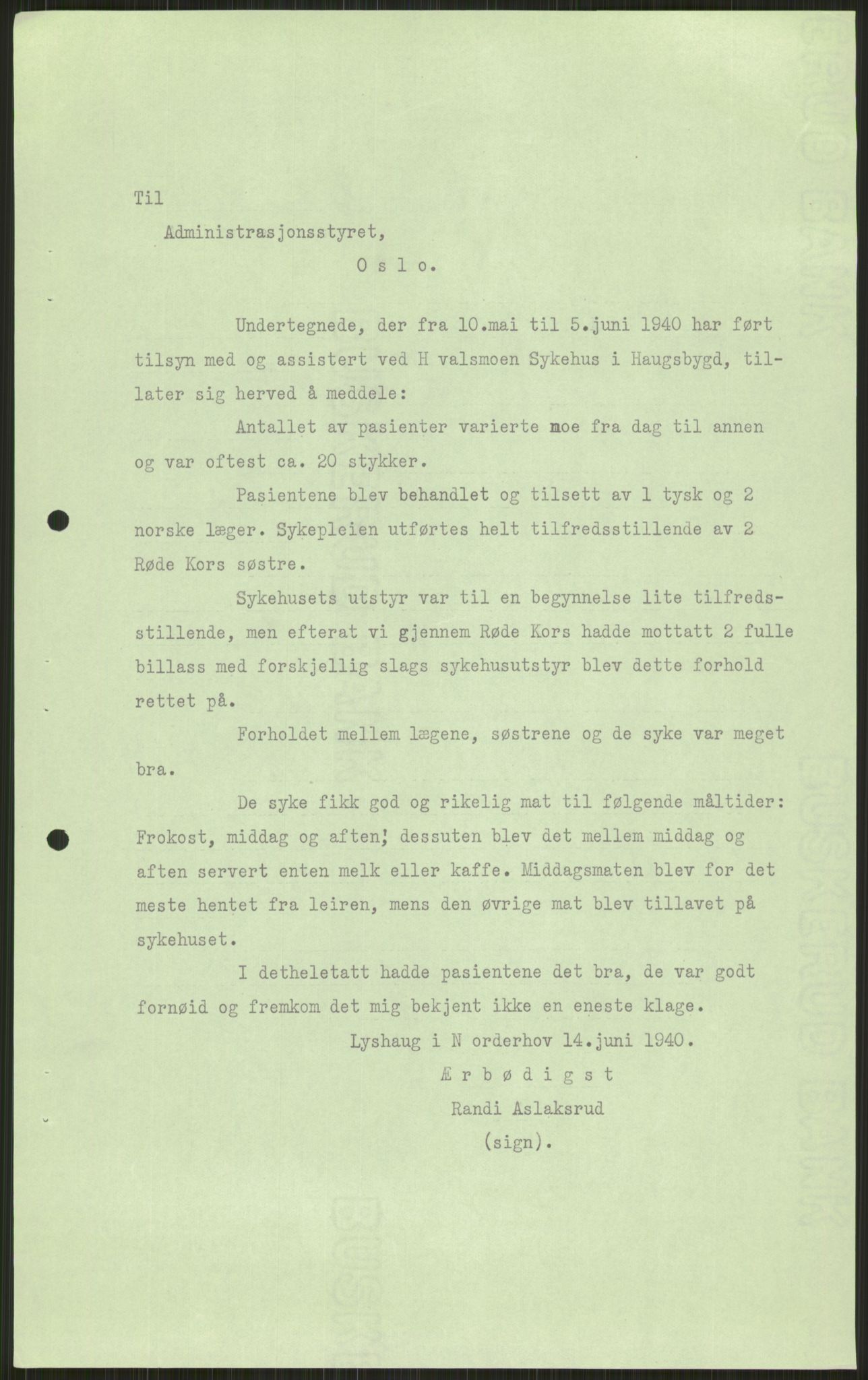 Forsvaret, Forsvarets krigshistoriske avdeling, AV/RA-RAFA-2017/Y/Ya/L0014: II-C-11-31 - Fylkesmenn.  Rapporter om krigsbegivenhetene 1940., 1940, p. 371