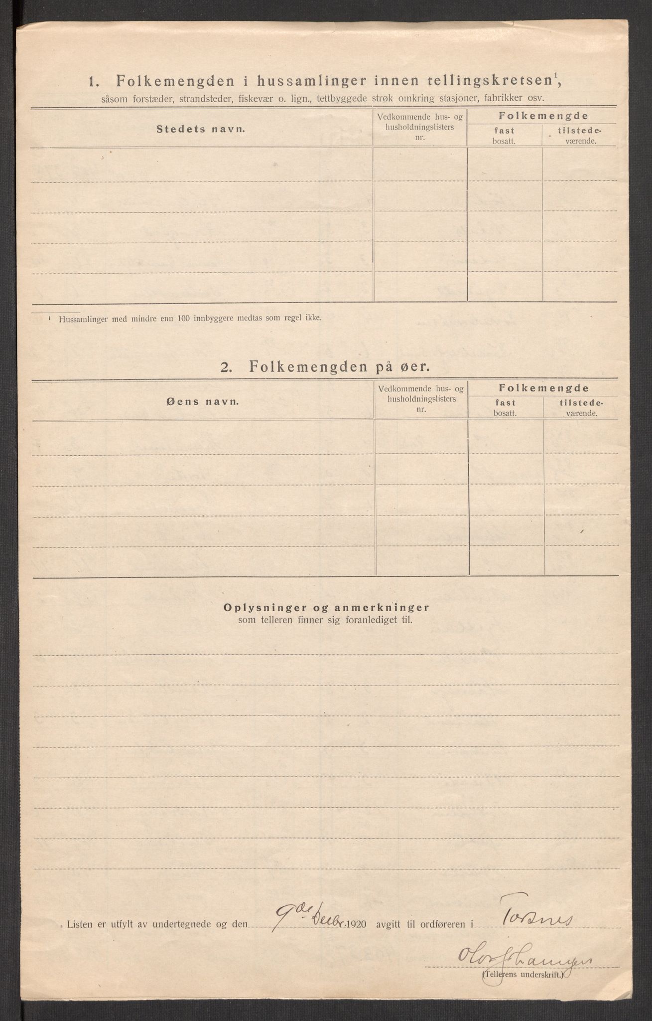 SAO, 1920 census for Torsnes, 1920, p. 11